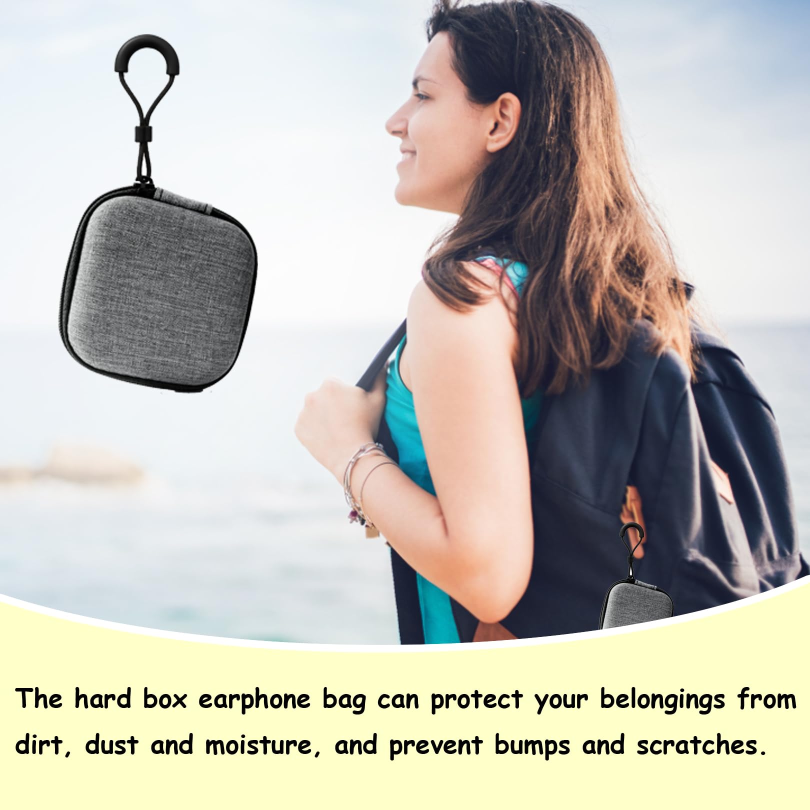 Premium Hard Shell Headphone Case - Durable Protective Storage Bag for Wired & Wireless Earphones, Portable Zippered Carrying Pouch for Travel, Gym, Office & Daily Use