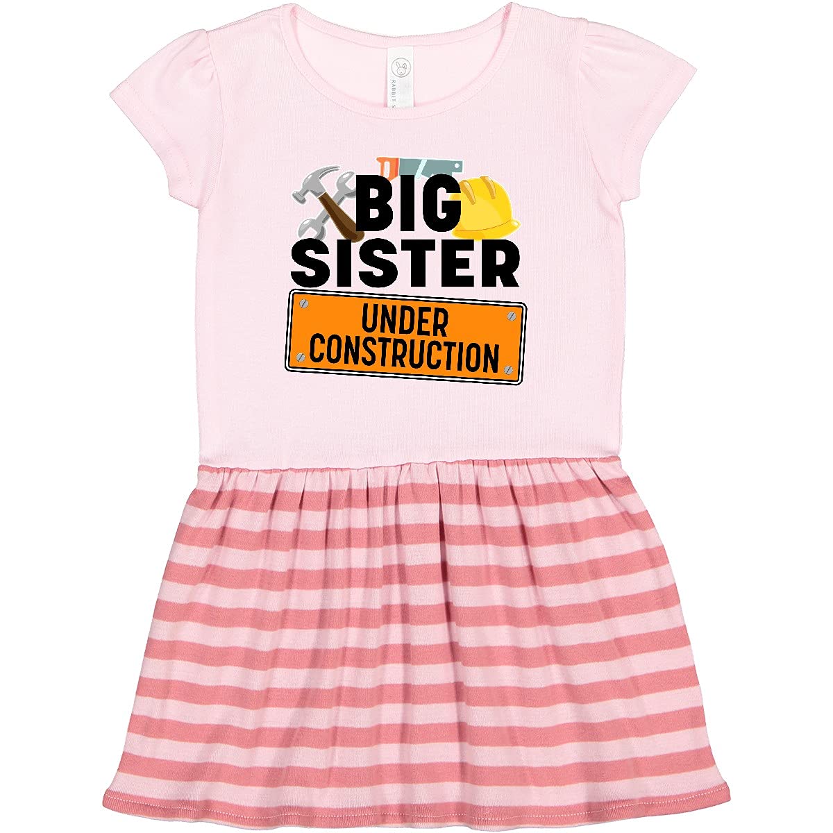 Inktastic Big Sister Under Construction Toddler Dress - Cute & Comfortable Baby Girl Outfit for Birthday, Family Photos & Special Occasions