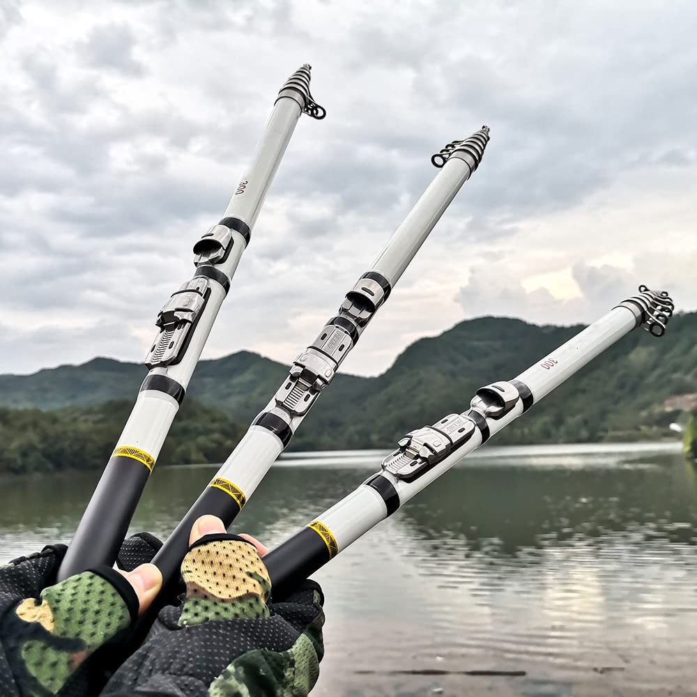 Carbon Fiber Telescopic Fishing Rod 1.5m-3.0m with Ceramic Guide Rings - Portable Travel Fishing Pole for Saltwater & Freshwater - Ideal for Rock Fishing, Beach Casting, and Backpacking Adventures
