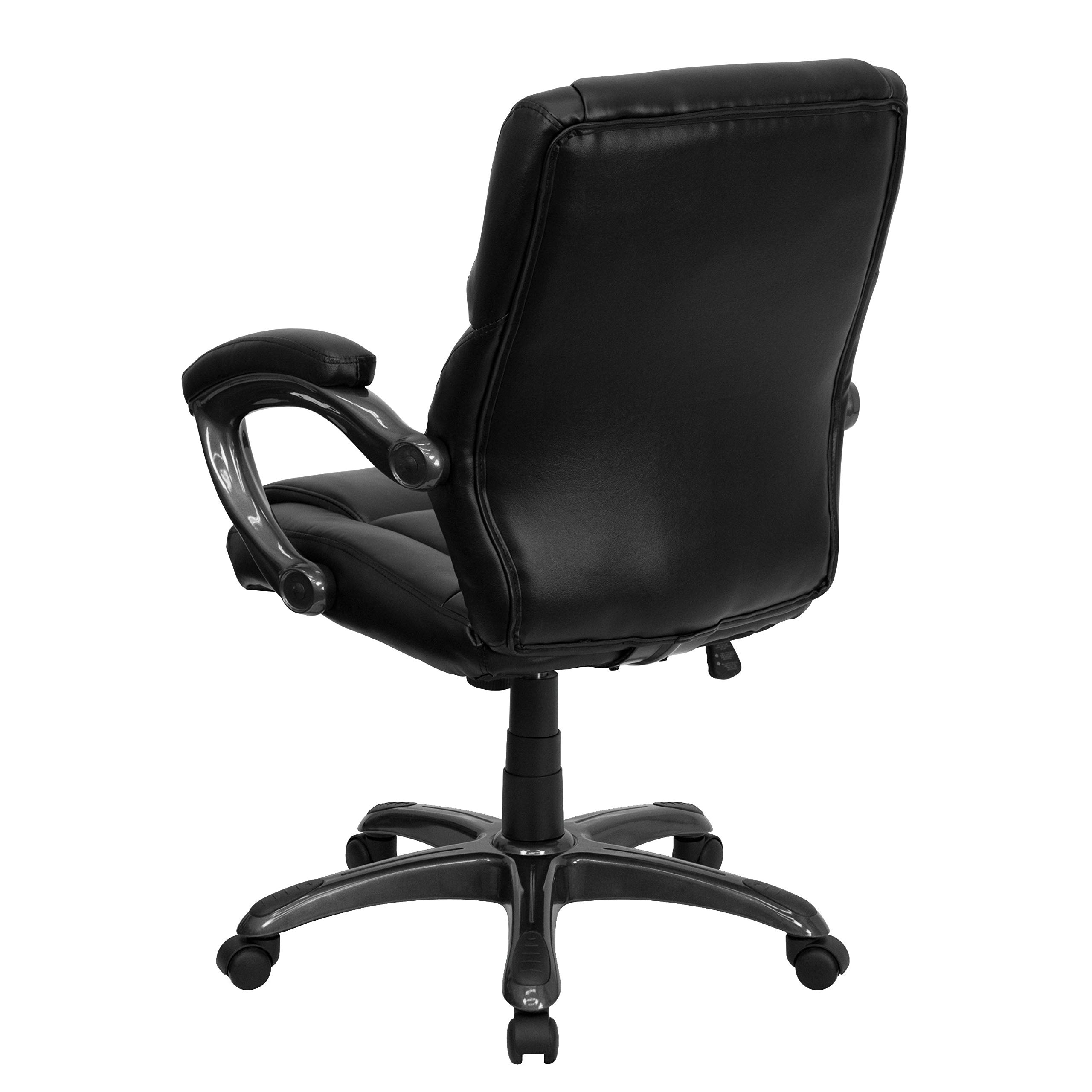 Lancaster Home Mid-Back LeatherSoft Overstuffed Swivel Ergonomic Office Chair with Adjustable Arms - Comfortable Desk Chair for Home Office, Gaming & Workspace