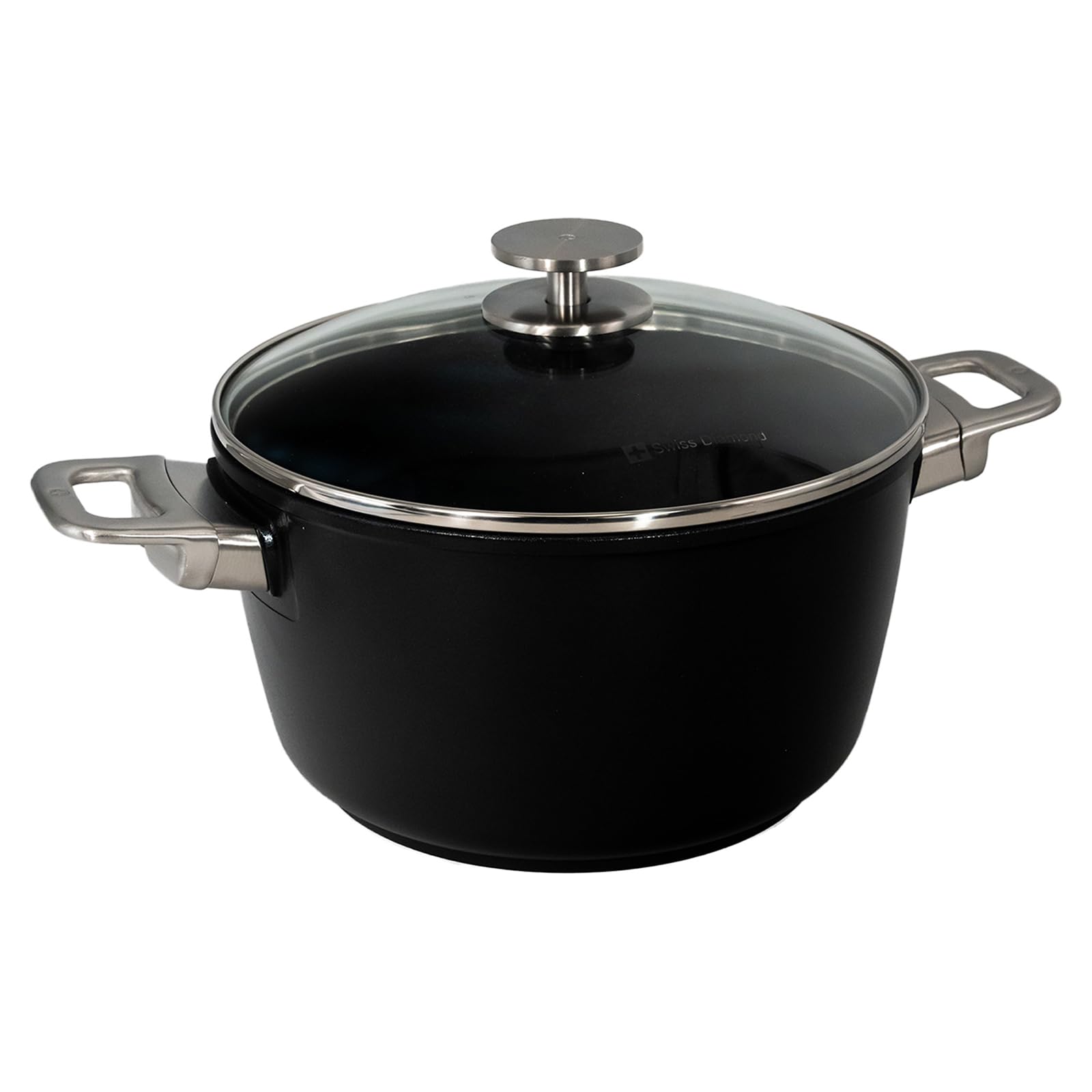 Premium Swiss Diamond 5.5 Quart Large Soup Pot with Lid - 9.5 Inch Nonstick Stock Pot for Soups, Broths, Chili & Cooking - Oven & Dishwasher Safe Gray Cookware - Perfect for Family Meals, Holiday Cooking & Restaurant Use