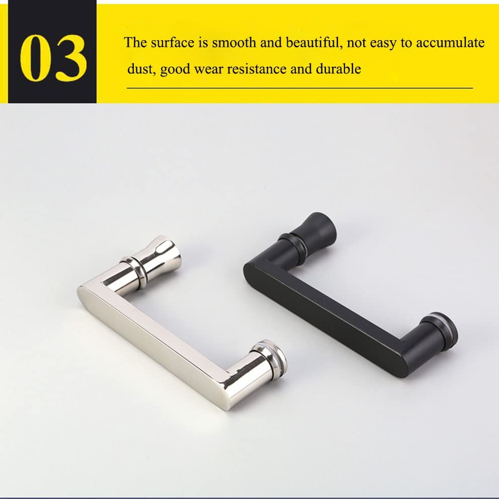 Stainless Steel 304 Shower Door Handle - 145mm Hole Spacing, Black Bathroom Glass Door Handle for Shower Enclosures & Bathroom Doors