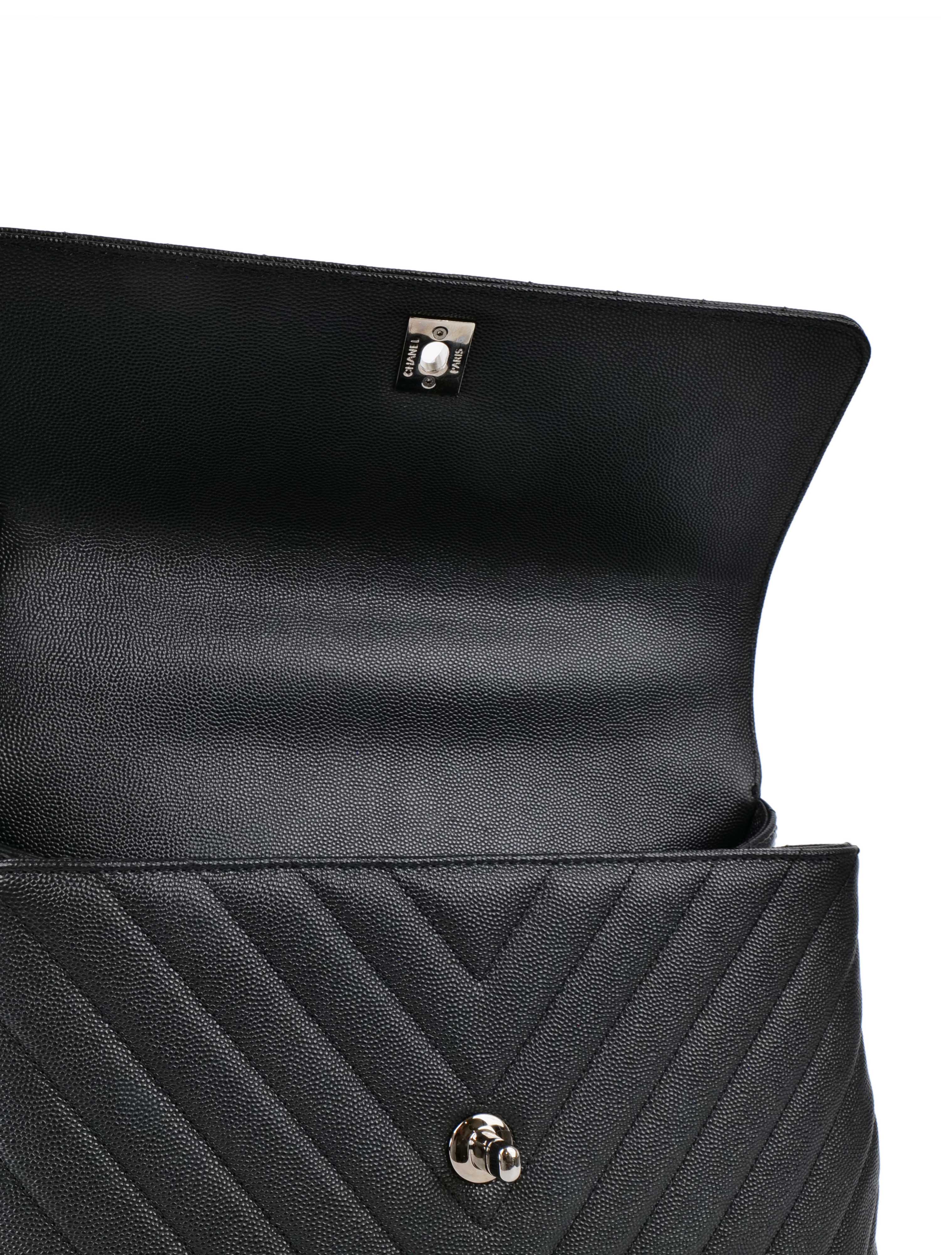 Chanel Medium Chevron So Black Coco Handle Bag - Luxury Quilted Leather Crossbody Purse for Women | Perfect for Evening Parties, Date Nights & Special Occasions