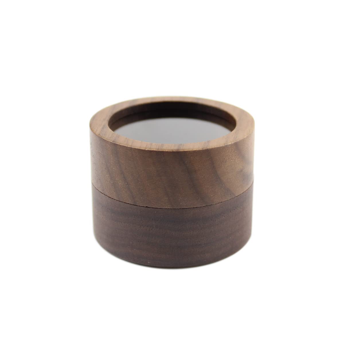 Round Wooden Jewelry Ring Box with Transparent Lid - 2 Slot Engagement Wedding Ring Holder with Black Velvet Lining - Perfect for Proposals, Anniversaries & Gift Giving