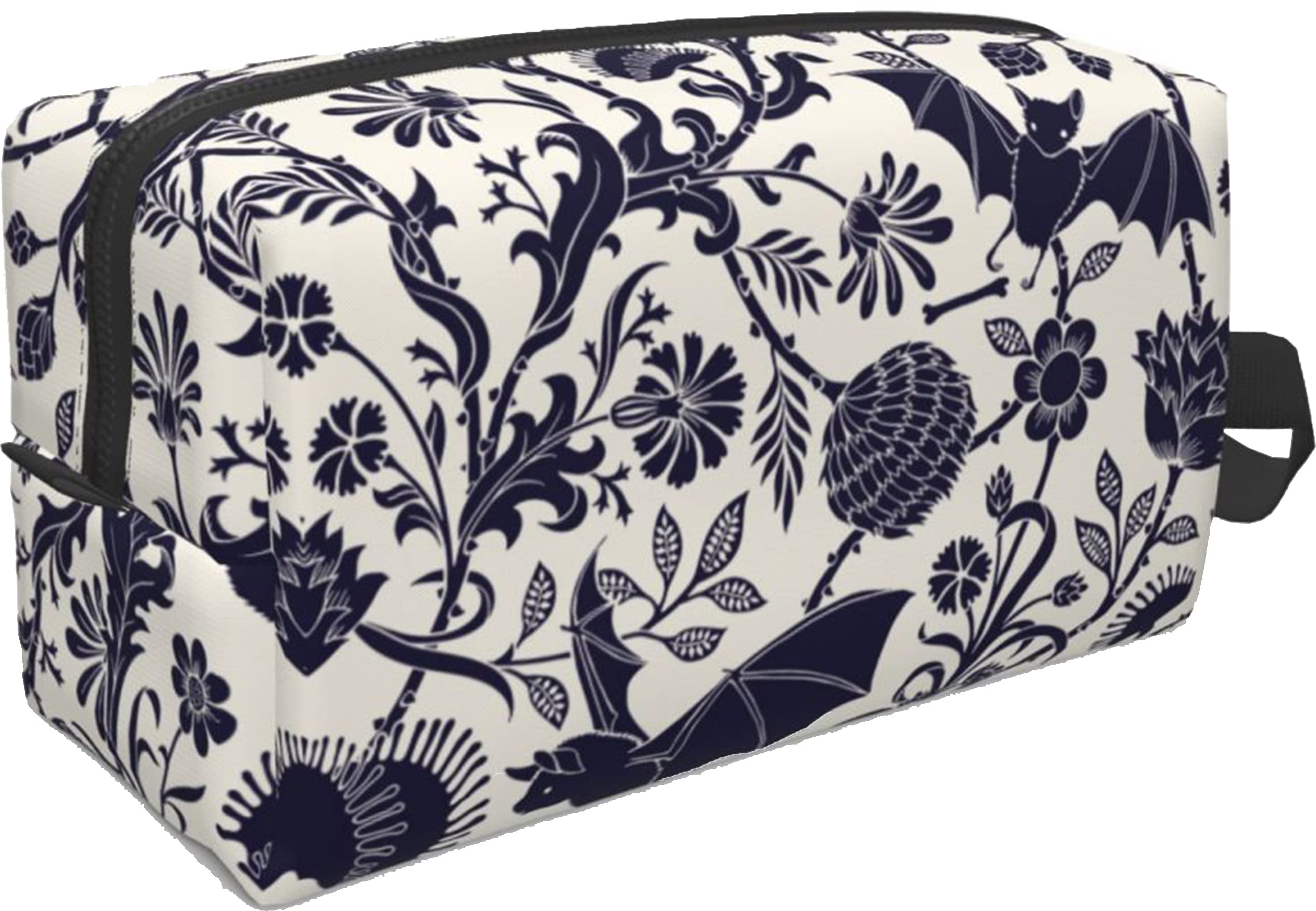 Gothic Bat Print Travel Toiletry Bag - Large Waterproof Makeup Cosmetic Pouch with Zipper for Women & Girls - Perfect for Travel, Gym, and Daily Essentials Storage