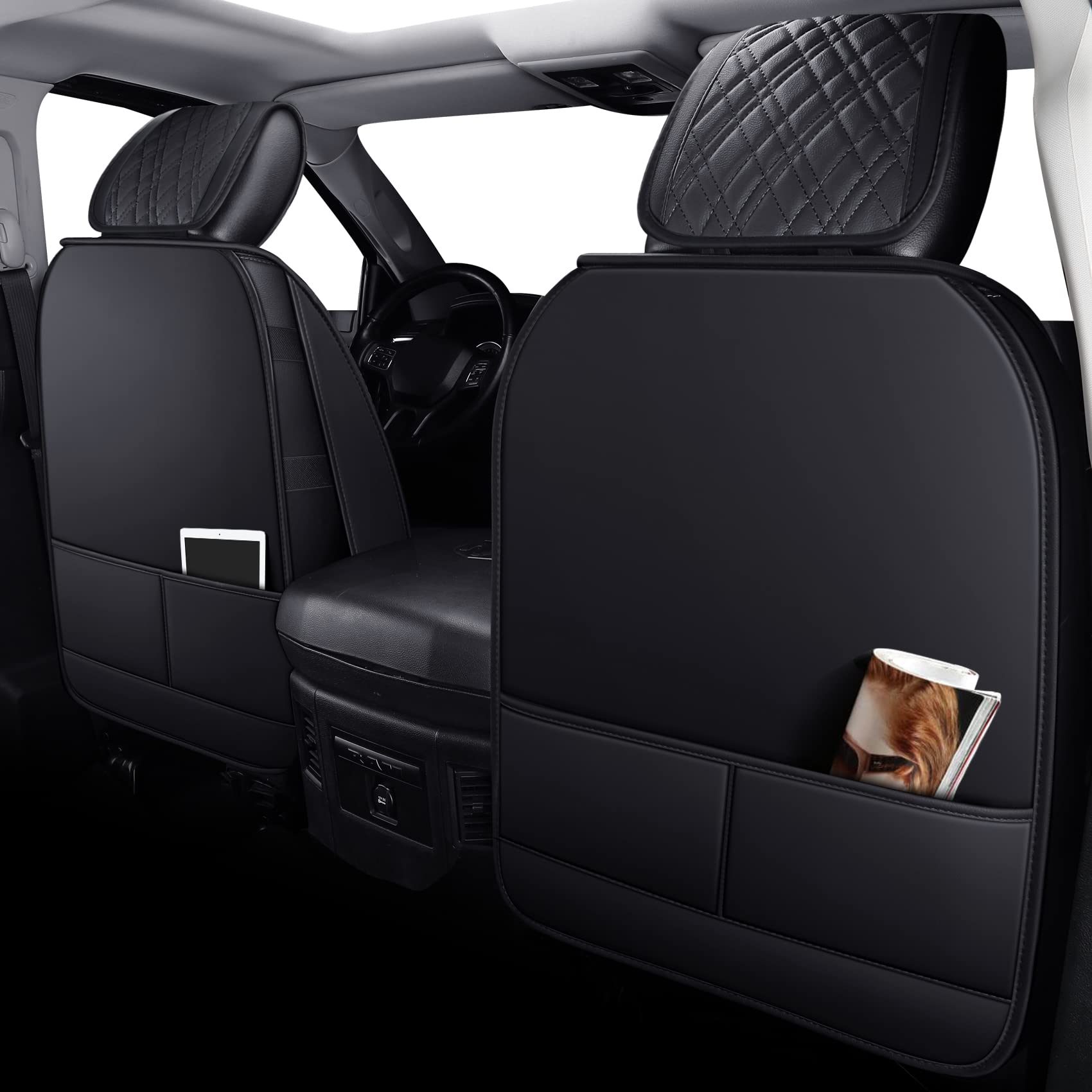 Premium Dodge Ram Seat Covers - Full Set for 2009-2025 1500/2010-2024 2500/3500 (Crew/Double/Mega/Quad Cab) - Fits Tradesman/Classic/Laramie/Bighorn/Longhorn Models - Durable Black & Red Design - Perfect for Work Trucks, Off-Roading & Daily Commutes