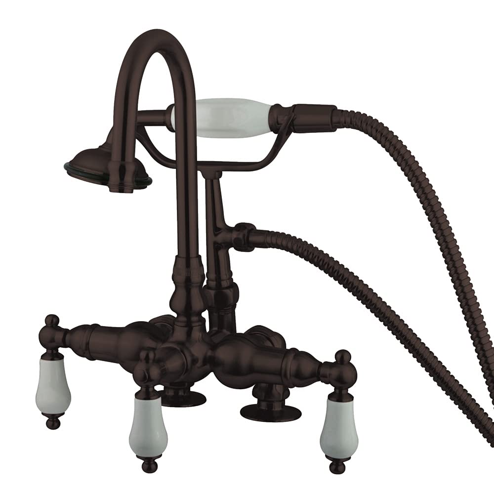 Kingston Brass CC15T5 Vintage Clawfoot Tub Faucet - 3-3/8 Inch Center, Oil Rubbed Bronze Finish - Perfect for Classic Bathroom Renovations & Antique Style Decor