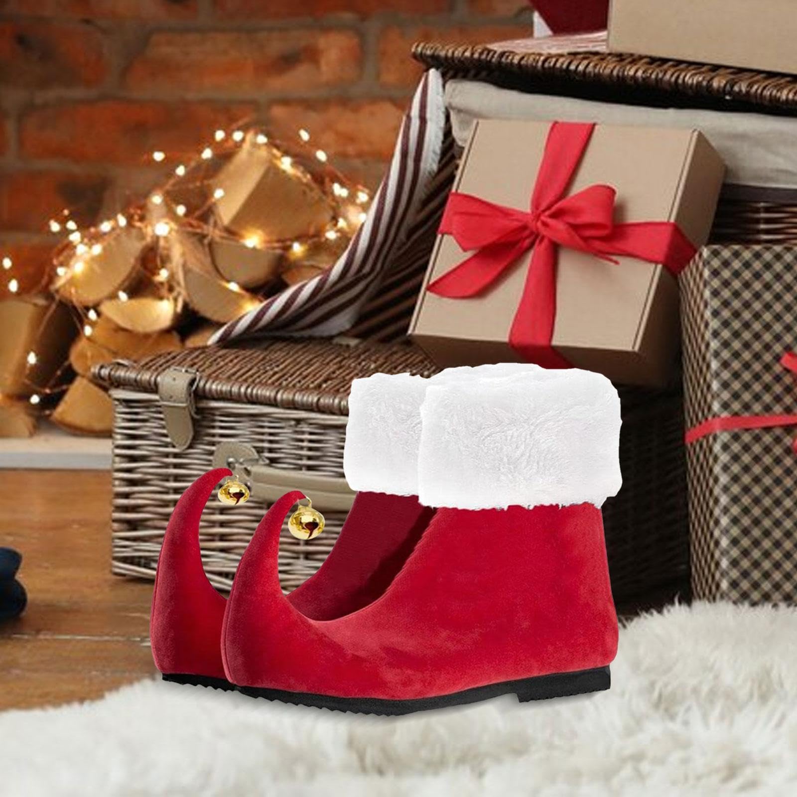 Adorable Red Christmas Elf Shoes - Festive Dress Up Booties for Holiday Parties & Costume Events | Size 45