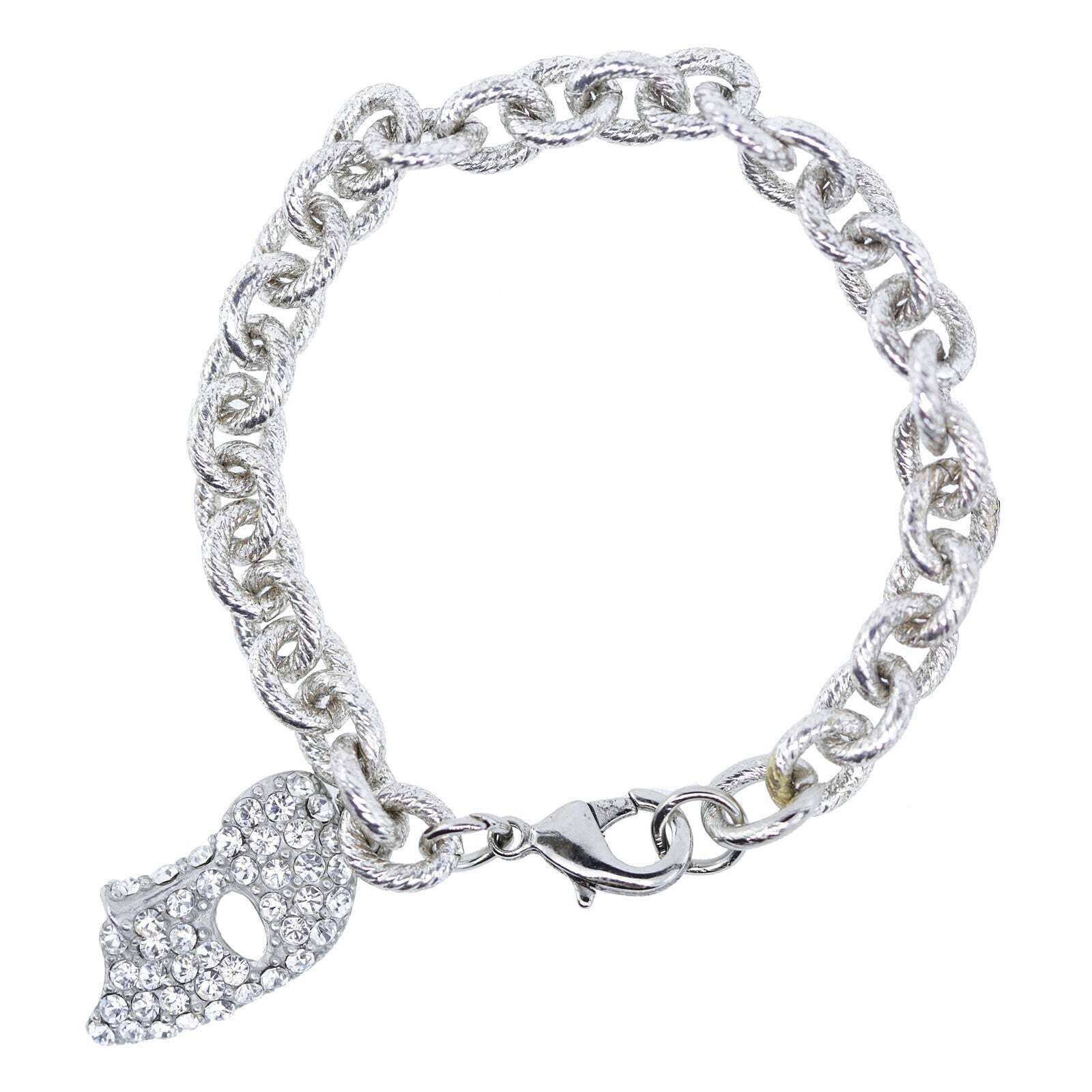 1928 Jewelry Crystal Masquerade Mask Charm Link Bracelet - Elegant Costume Jewelry for Masquerade Balls, Halloween Parties & Formal Events