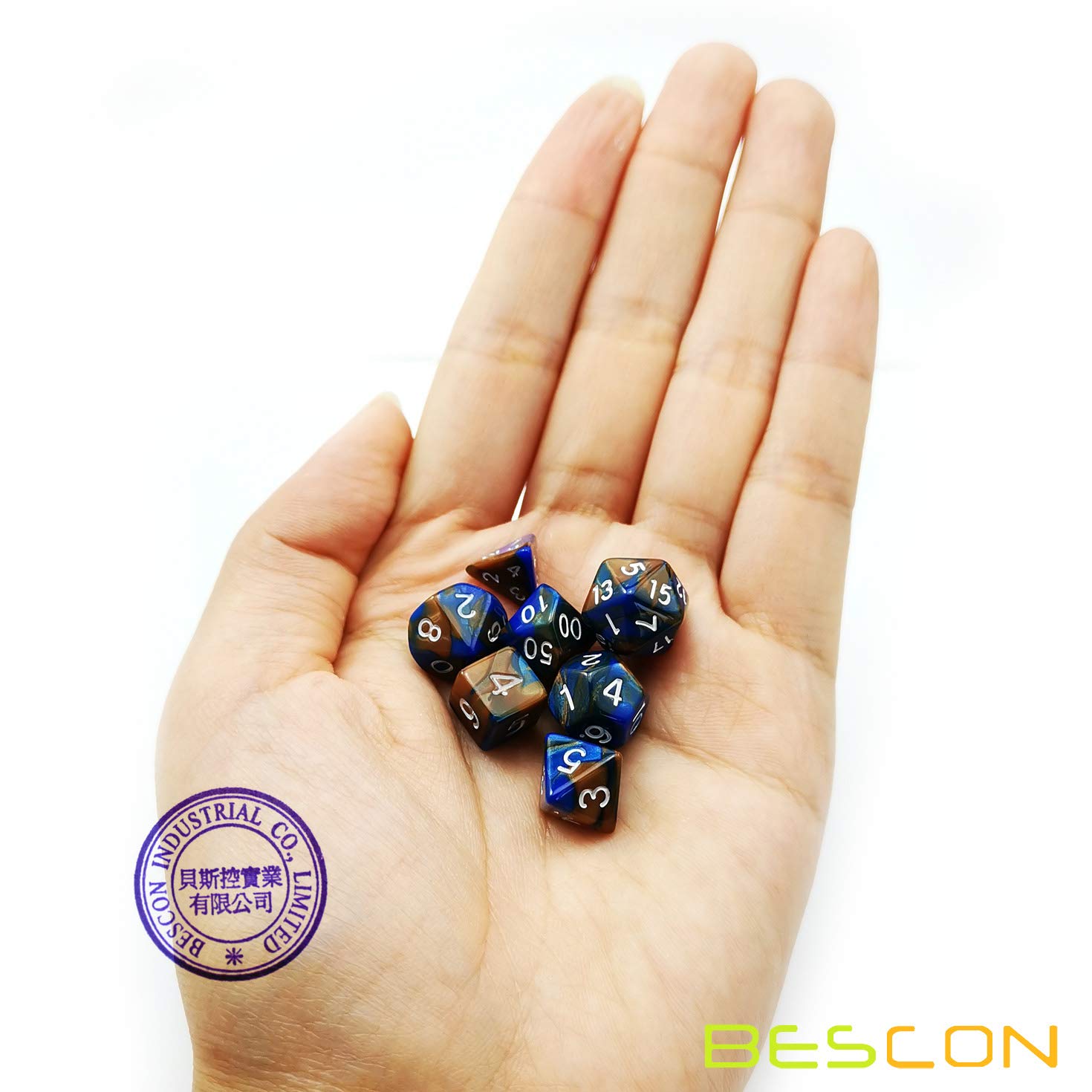 Bescon Mini Two-Tone Polyhedral RPG Dice Set - 10MM Small D4-D20 Dice for Dungeons & Dragons, Pathfinder & Tabletop Gaming - Perfect for Travel & Compact Game Nights