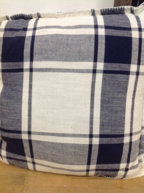18 Inch Blue & White Plaid Pillow - Soft & Comfortable Decorative Throw Pillow for Sofa, Bed, and Home Decor