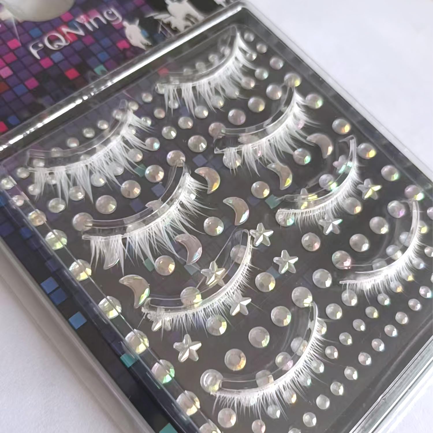 White False Eyelashes Set - Upper & Lower Elf Lashes for Party, Cosplay, Halloween & Costume Events | Dramatic Comic Style Eyelashes for Fantasy Makeup & Theatrical Performances