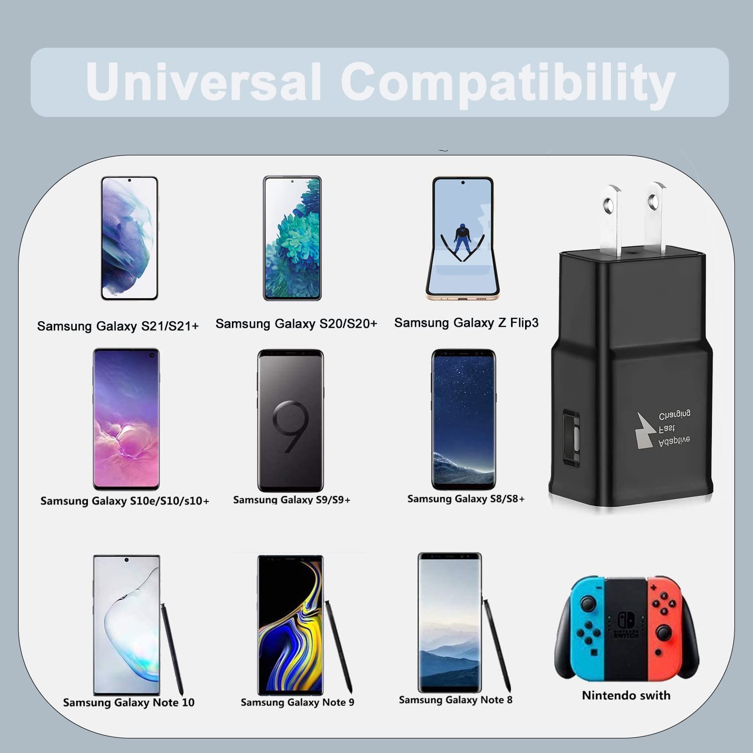 Powersky 30W Fast Adaptive USB C Charger with 6FT USB Type C Cable - Compatible with Samsung Galaxy S21/S20/S10/S9/S8, Note 10/9/8/7 & A Series - Quick Charge for Android Phones & Tablets - Perfect for Travel, Home & Office Use