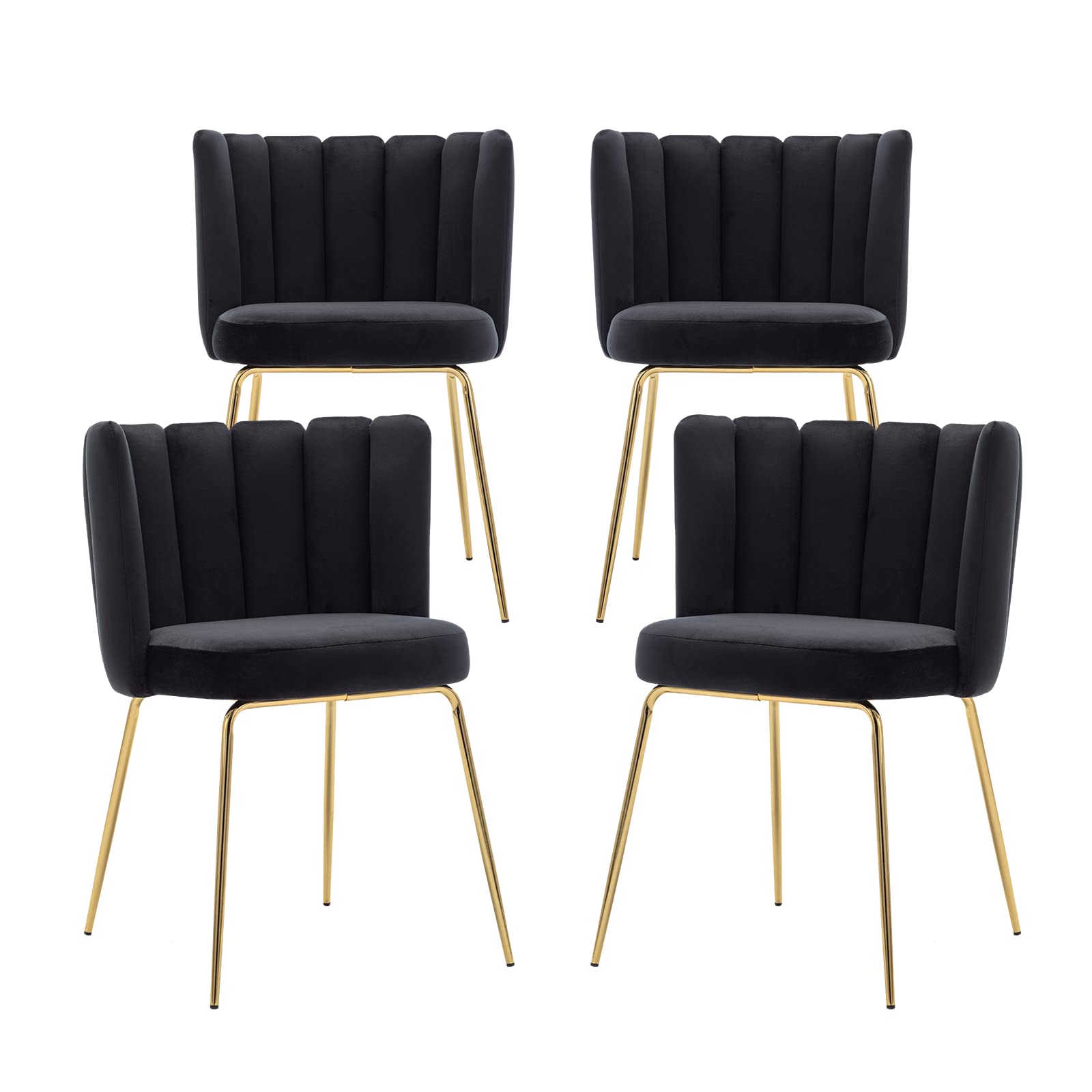 Premium Velvet Dining Chairs Set of 4 - Modern Upholstered Accent Chairs with Curved Back & Gold Metal Legs for Living Room, Kitchen, Bedroom | Elegant Home Decor & Comfortable Seating Solution for Dinner Parties, Coffee Time & Relaxation