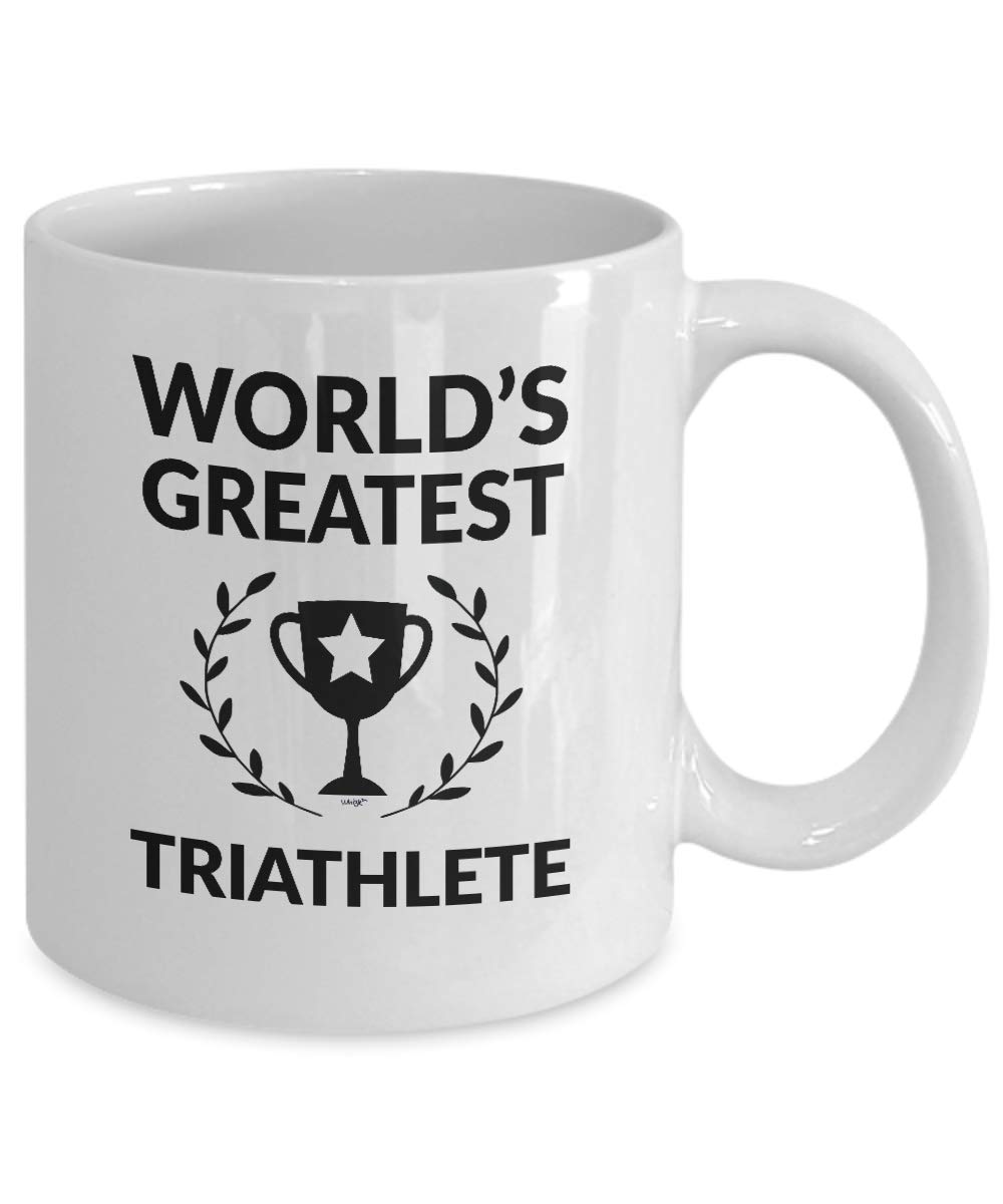 Funny Triathlete Coffee Mug - World's Greatest Triathlon Gift for Women & Men - 11oz or 15oz Ceramic Cup - Perfect for Christmas, Birthday & Training Motivation - M1G0348