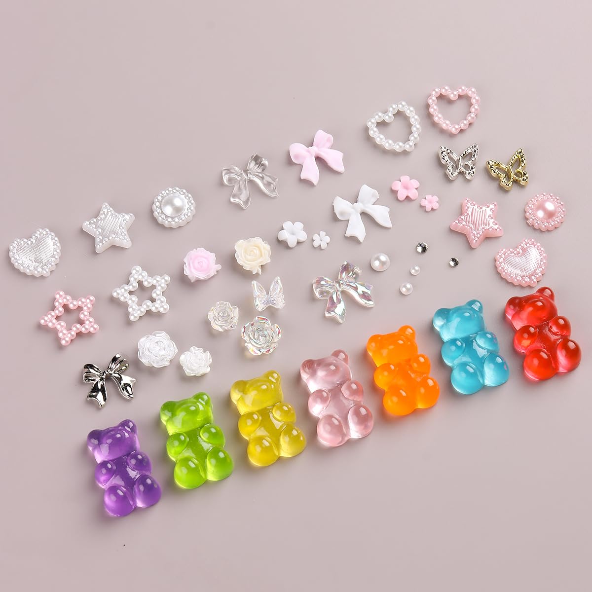 3D Nail Charms Bulk - 500pcs Assorted Colorful Nail Art Decorations with Flowers, Hearts, Pearls, Butterflies, Bows & Crystals - DIY Manicure Accessories Kit with Pickup Tool for Professional Salon, Home Nail Art & Party Glam
