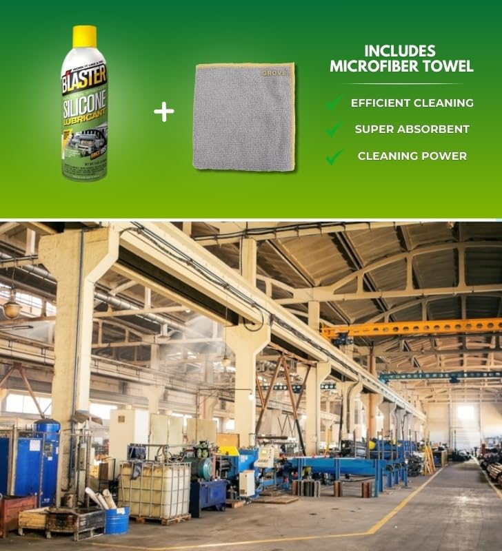Blaster 11 oz Silicone Lubricant Spray with Microfiber Cloth - Long-Lasting Lubrication for Metal Parts, Cables, Chains, Window Tracks & Rubber Seals - 2-Pack Bundle - Perfect for Automotive Maintenance, Home Repair & Industrial Equipment Care