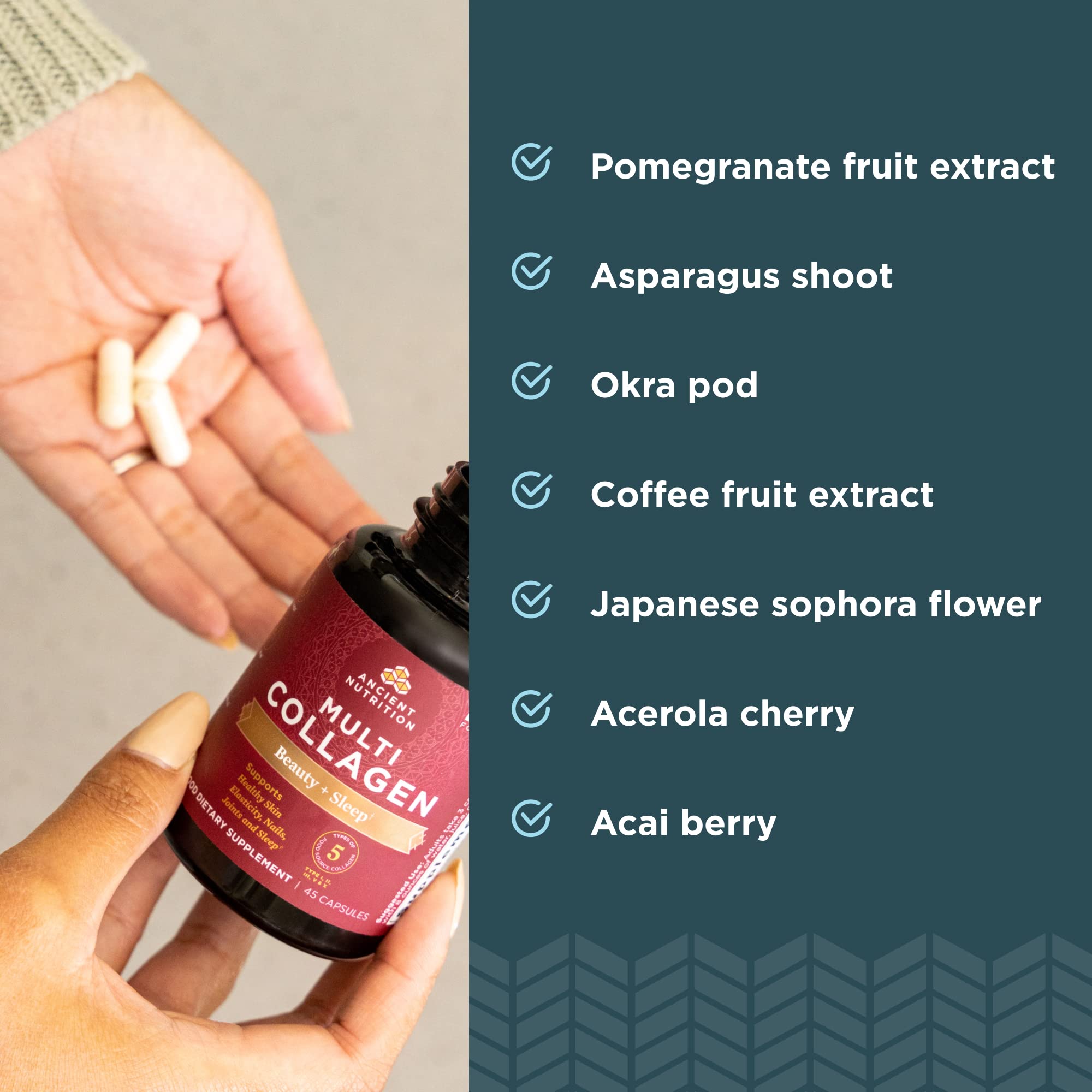 Ancient Nutrition Collagen Pills for Hair Growth, Skin Hydration & Nail Strength - 90 Count Collagen Supplement with Magnesium for Beauty Sleep - Supports Healthy Skin, Strong Nails & Deep Sleep - Paleo, Keto & Gluten Free - Perfect for Nighttime Routine & Anti-Aging Care