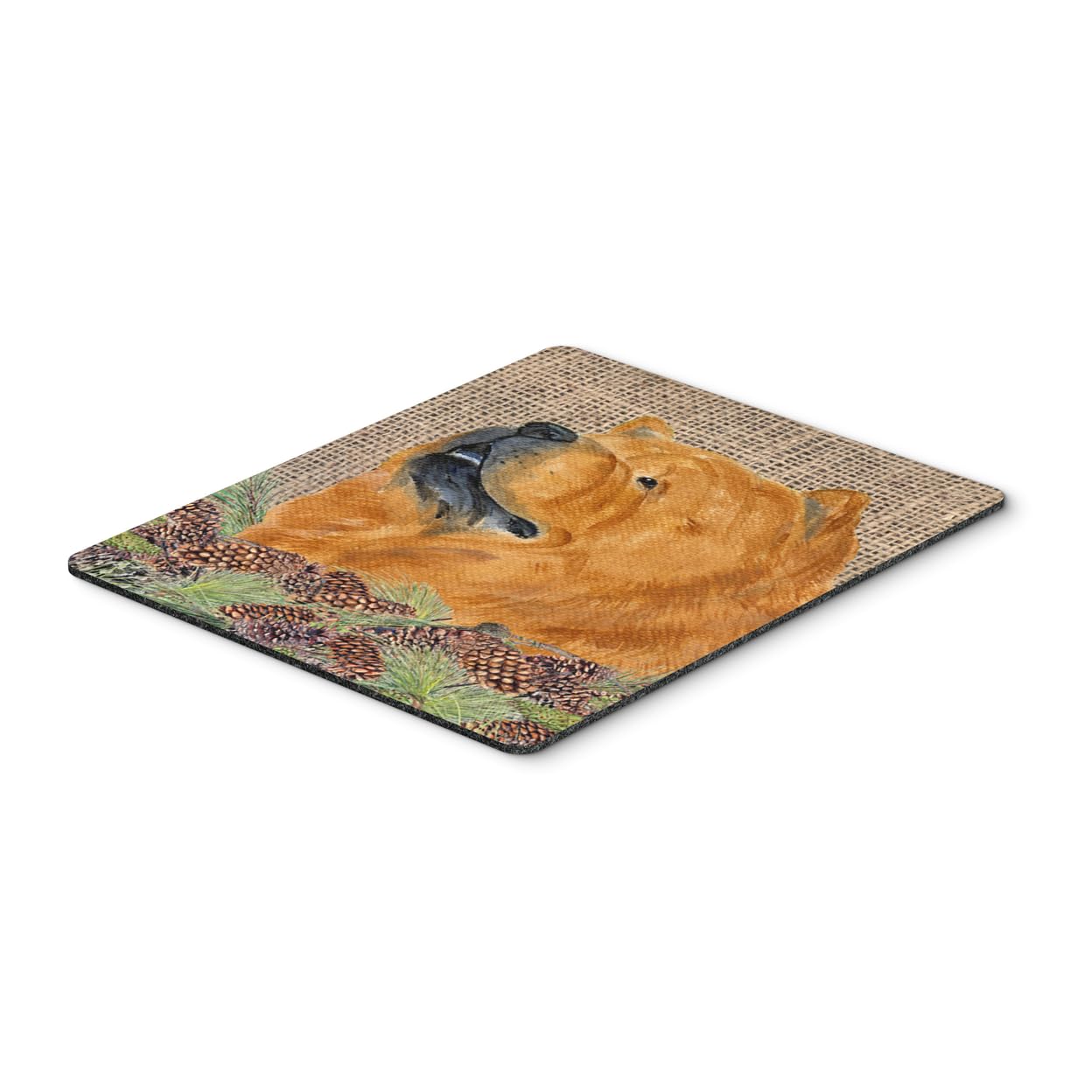 Caroline's Treasures SS4091MP Chow Chow Design Faux Burlap Mouse Pad with Pine Cones - Large Washable Non-Slip Desk Mat for Home Office, Gaming & Computer Use | Perfect as Hot Pad or Trivet for Kitchen & Dining Decor