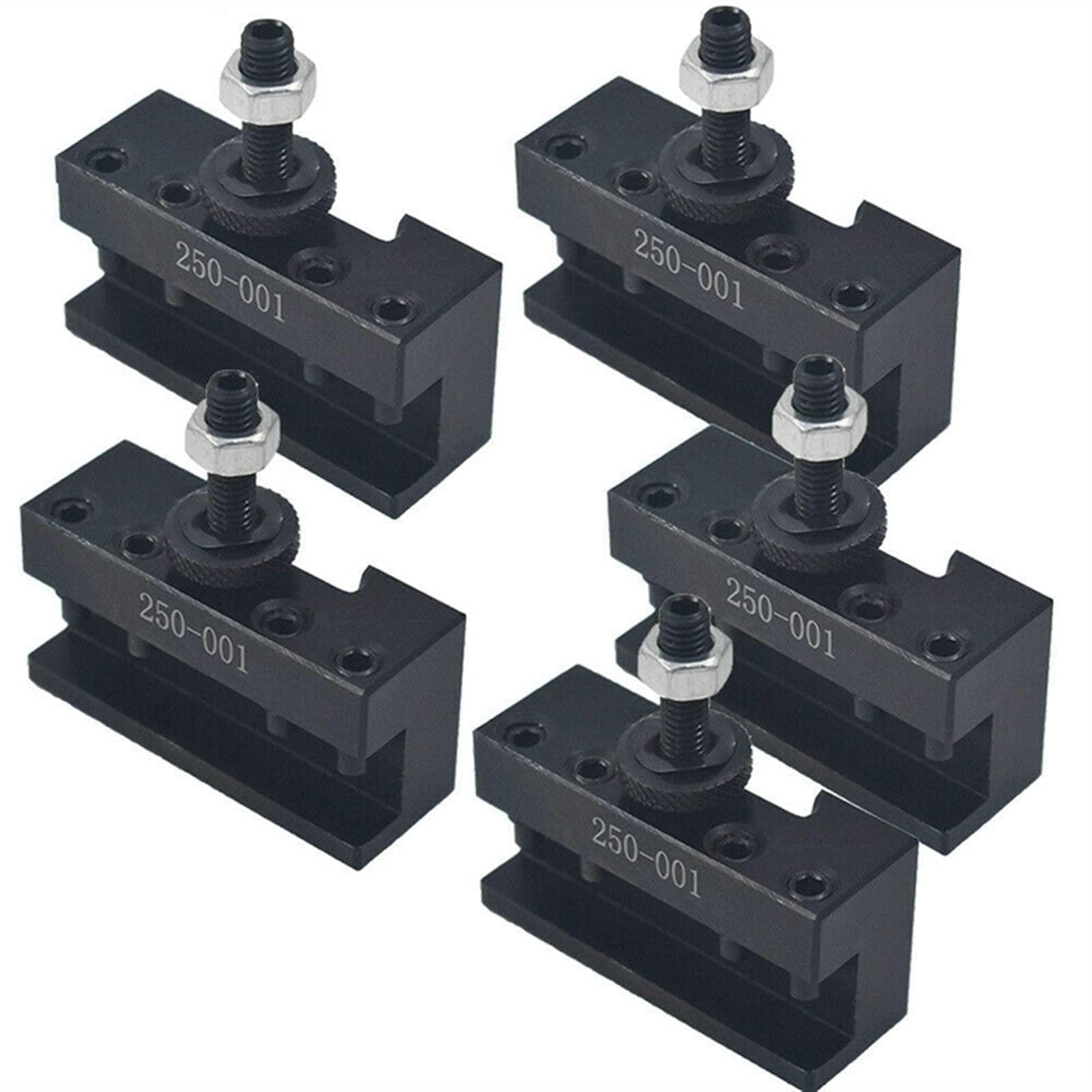 Quick Change Tool Post 5Pcs Set - Lathe Turning & Facing Tool Holder Bracket 250-001 for CNC Machines (Black) - Perfect for Metalworking, Woodworking & DIY Projects