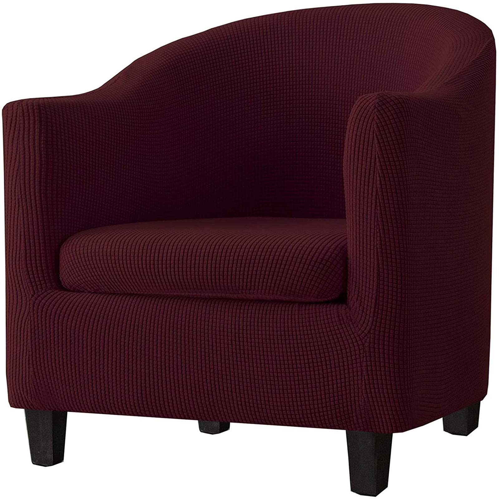 2 Piece Jacquard Club Chair Slipcover - Microfiber Non-Slip Armchair Covers, Thick Removable Washable Tub Chair Covers for Pets, Living Room, Bathroom - Red - Perfect for Home Decor, Pet Protection and Furniture Refresh
