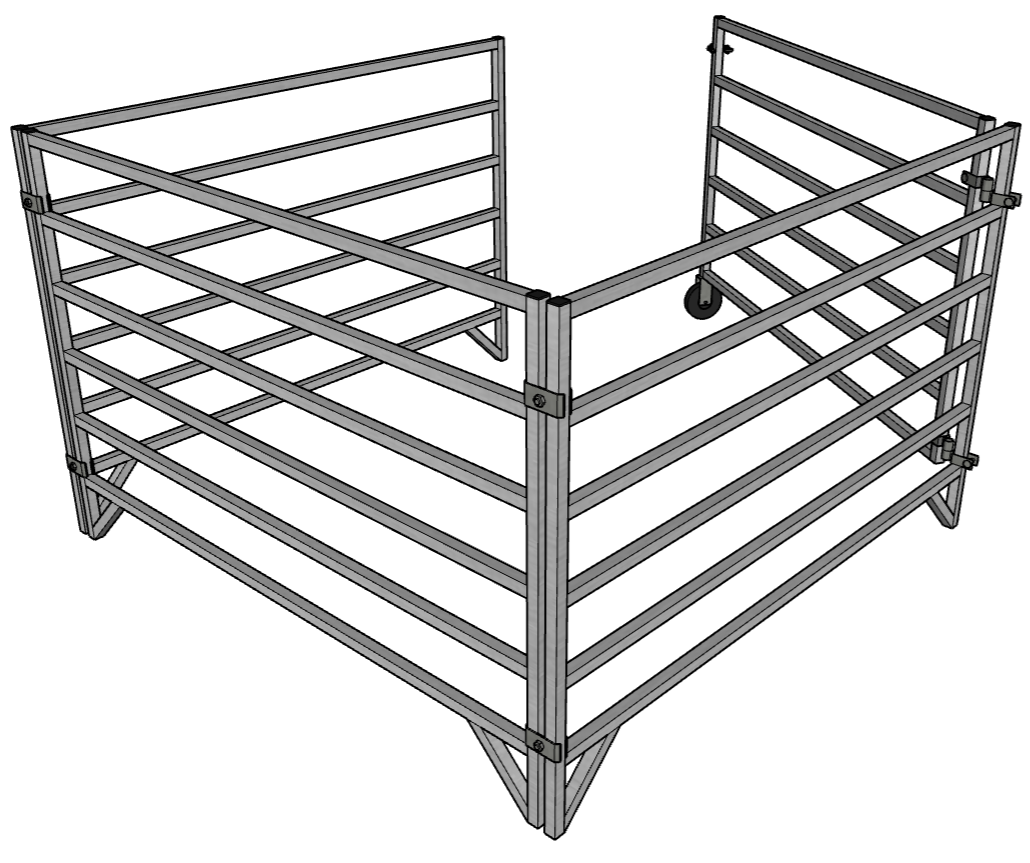 5 Ft x 5 Ft Aluminum Stall Kit with 6 Rails (3 Panels + 1 Gate) - Durable Horse Stall for Barns, Stables & Livestock Enclosures