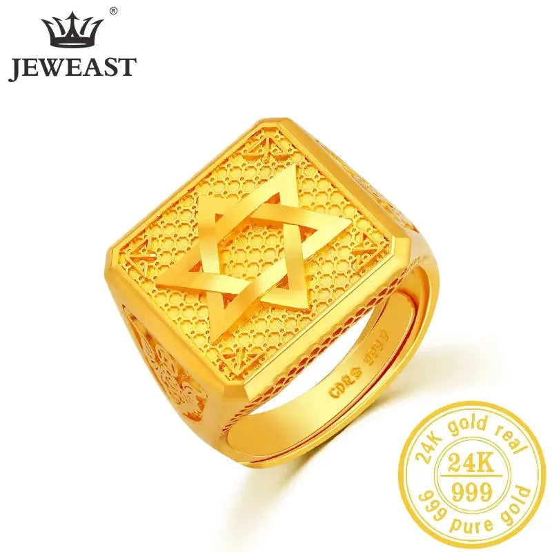 24K Pure Gold Ring Real AU 999 Solid Gold Rings for Women - Shiny Classic Jewelry Gift for Anniversary, Valentine's Day & Wedding - Trendy Upscale Fashion Accessories 2023
