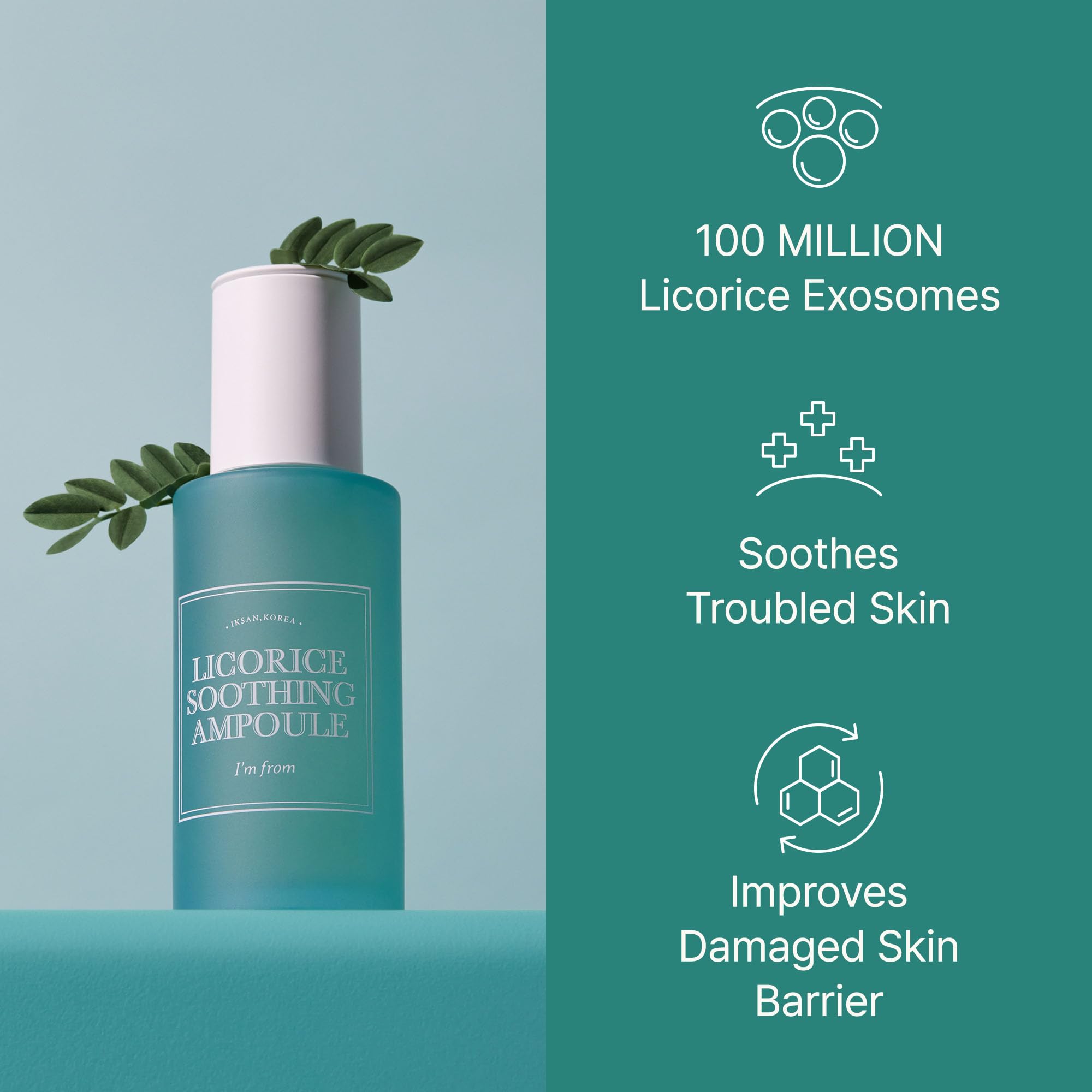 I'm from Licorice Soothing Ampoule - 73% Korean Licorice Extract with Exosome Technology, Non-Comedogenic, 1.01 Fl Oz - Calms Irritated Skin & Reduces Redness for Sensitive & Acne-Prone Skin