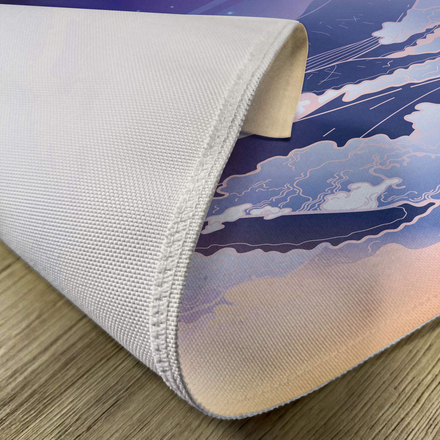 Ambesonne Whale Place Mats Set of 4 - Fantasy Aquatic Design with Dreamy Night Sky & Clouds - Washable Fabric Table Mats for Dining Room & Kitchen Decor in Peach, Lilac & Dark Blue - Perfect for Beach House, Ocean-Themed Parties & Coastal Home Decor