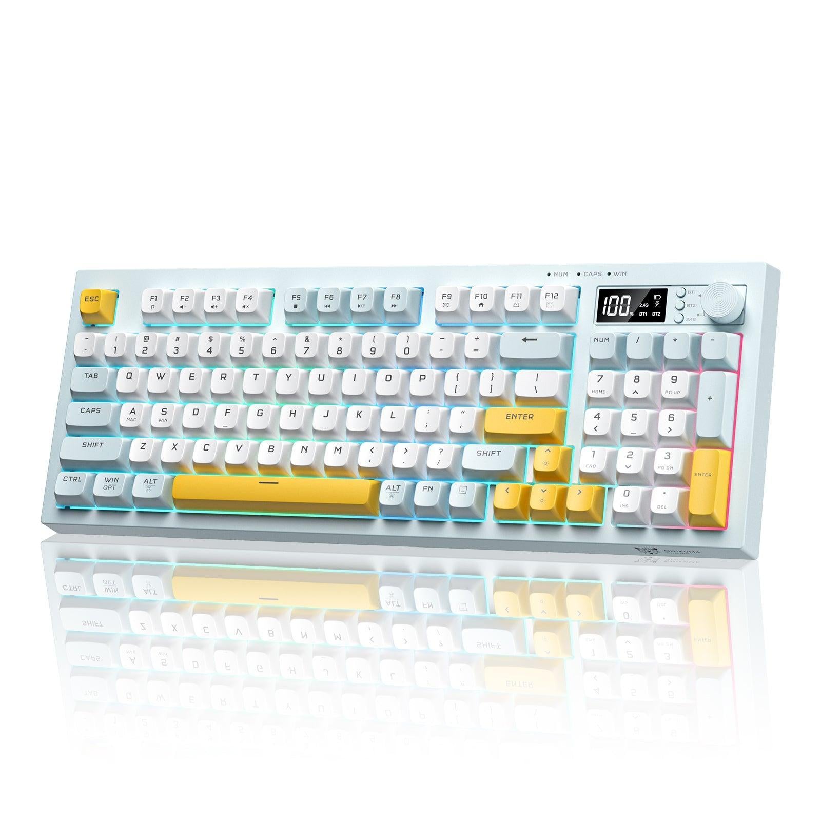 ONIKUMA G80 94-Key Wireless Mechanical Keyboard with LCD Screen & Multifunction Knob - Bluetooth/2.4G/USB-C 3 Mode Connectivity for Gaming, Office & Home Use