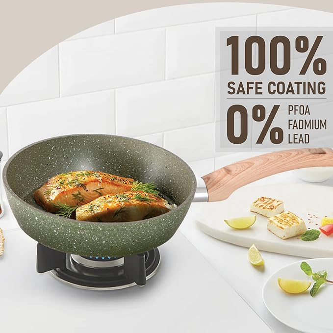 17-Piece Induction Nonstick Granite Coating Cookware Set by Kitchen Academy - Perfect for Frying, Sautéing & Everyday Cooking