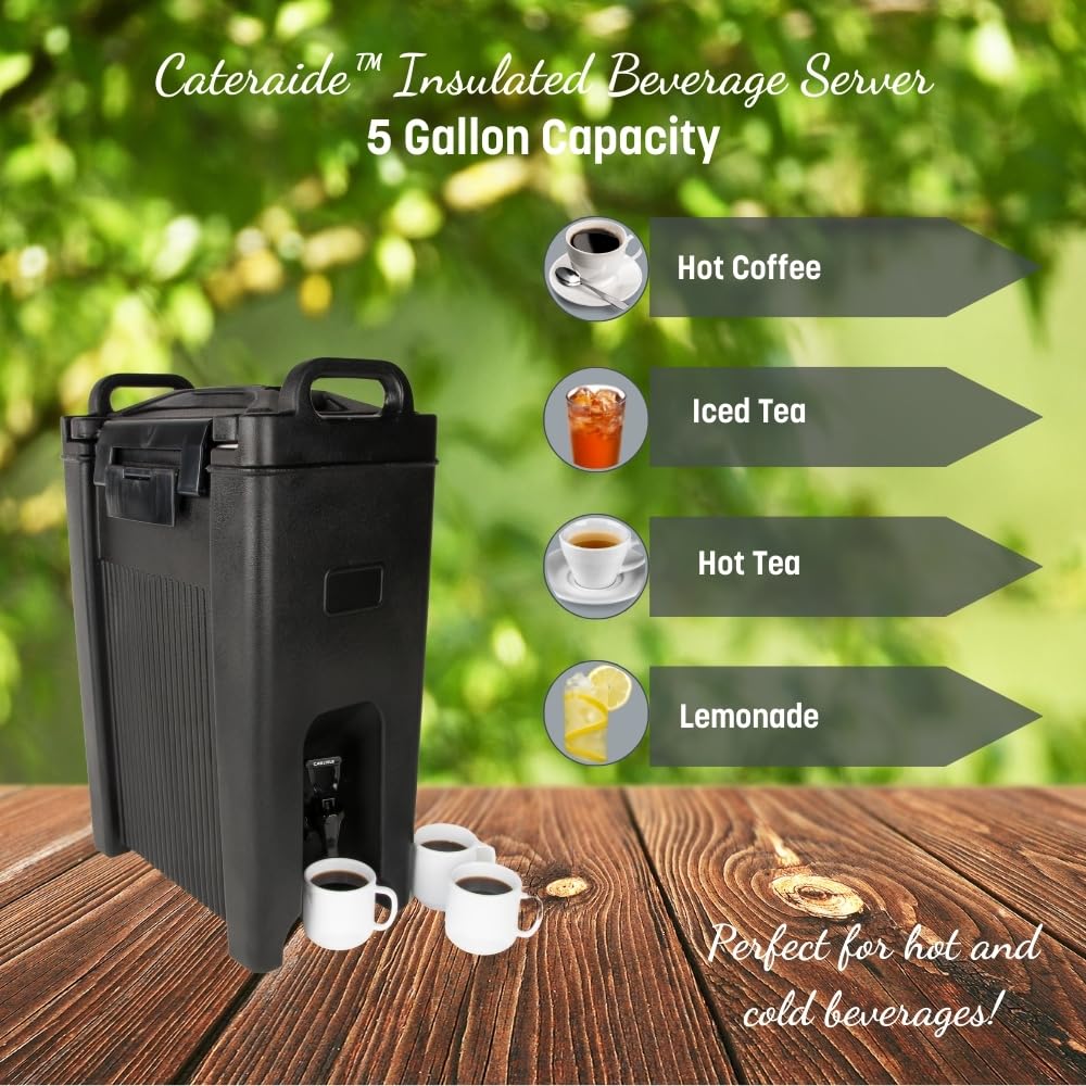 Carlisle 5-Gallon Insulated Beverage Dispenser - Food-Grade Catering Drink Dispenser with Handles, Durable PE Shell & PU Insulation for Coffee, Tea, Hot & Cold Drinks - Perfect for Parties, Events & Catering Services - Made in USA