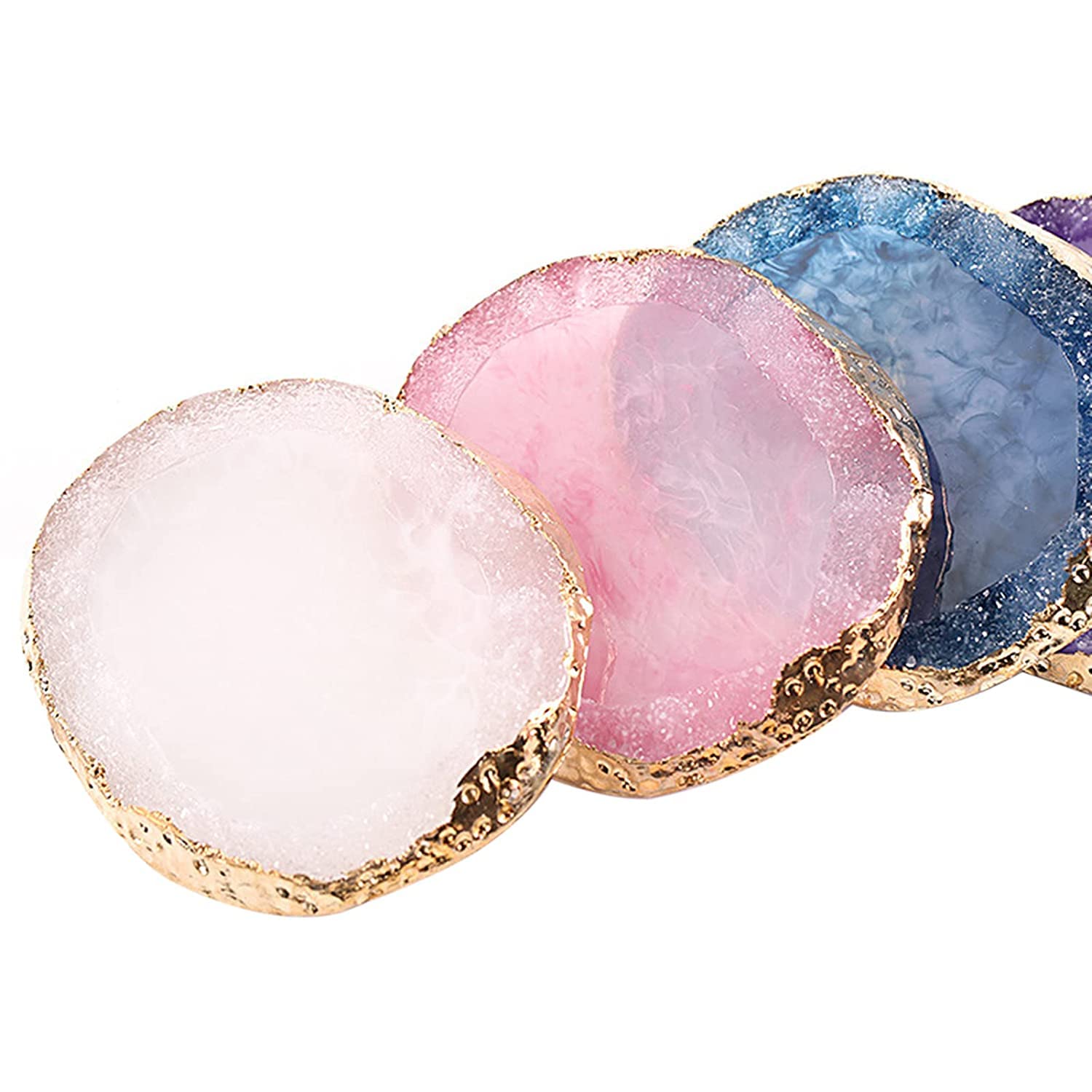 B-LADY Agate Nail Art Palette with Golden Edges - Crystal Resin Nail Paint Mixing Tray & Display Holder - Perfect for Salon, DIY Manicure & Nail Art Photography