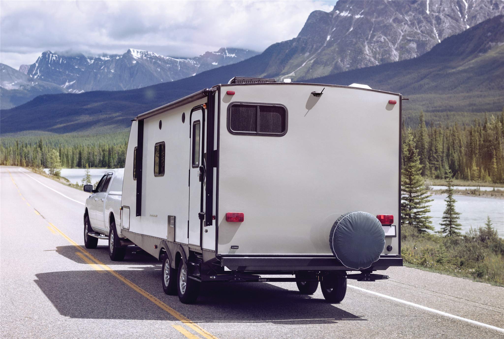 Furrion Vision S 3-Camera Wireless RV Backup System with 5-Inch Monitor - Rear Sharkfin & Side Running Light Cameras, Infrared Night Vision, Wide-Angle View, HD Resolution, IP65 Waterproof (FOS05TAEN) - Perfect for RV Safety, Parking Assistance & Night Driving