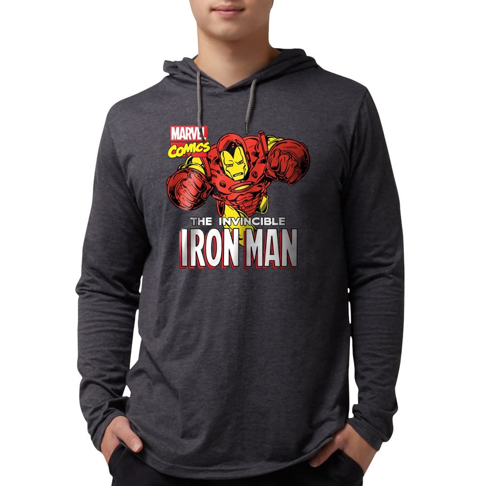 Retro Iron Man Men's Hooded Sweatshirt - Superhero Graphic Pullover for Marvel Fans - Perfect for Casual Wear, Cosplay & Comic Con Events