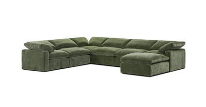 7-Seat Aspen Modular Sectional Sofa with Reversible Chaise - Modern L-Shaped Couch for Living Room, Family Room & Home Theater - Soft Fabric Upholstery & Sturdy Wood Frame