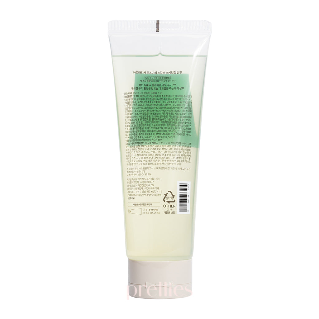 Aromatica Rosemary Scalp Scaling Shampoo 180ml - Natural Hair Care for Dandruff & Scalp Health - Perfect for Dry, Itchy Scalp Treatment at Home