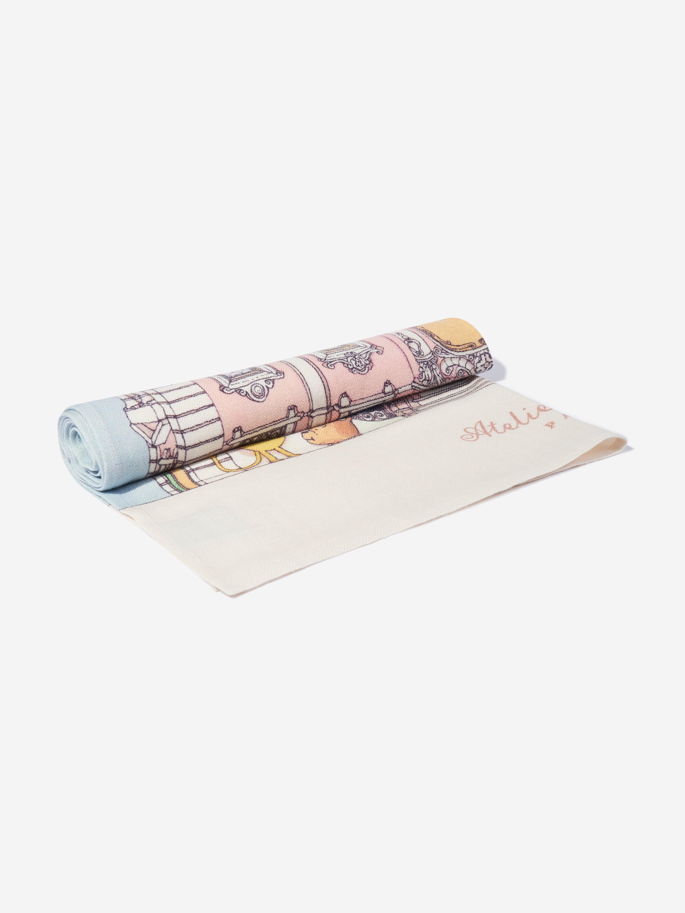 Premium Atelier Choux Baby Monceau Mansion 100% Cashmere Blanket - Soft Blue (100x100cm) for Newborn Nursery, Stroller & Luxury Baby Gifts