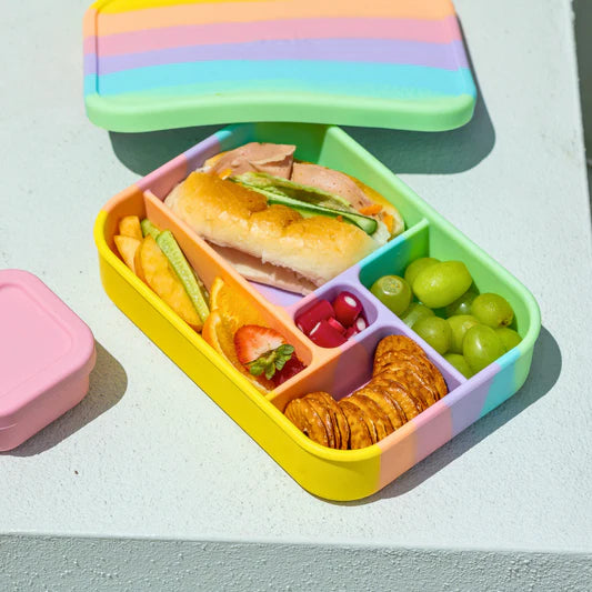 Eco-Friendly Silicone Lunch Box Set - Reusable BPA-Free Food Storage Containers for Kids & Adults | Perfect for School, Office, Picnics & Meal Prep (Rainbow Colors)