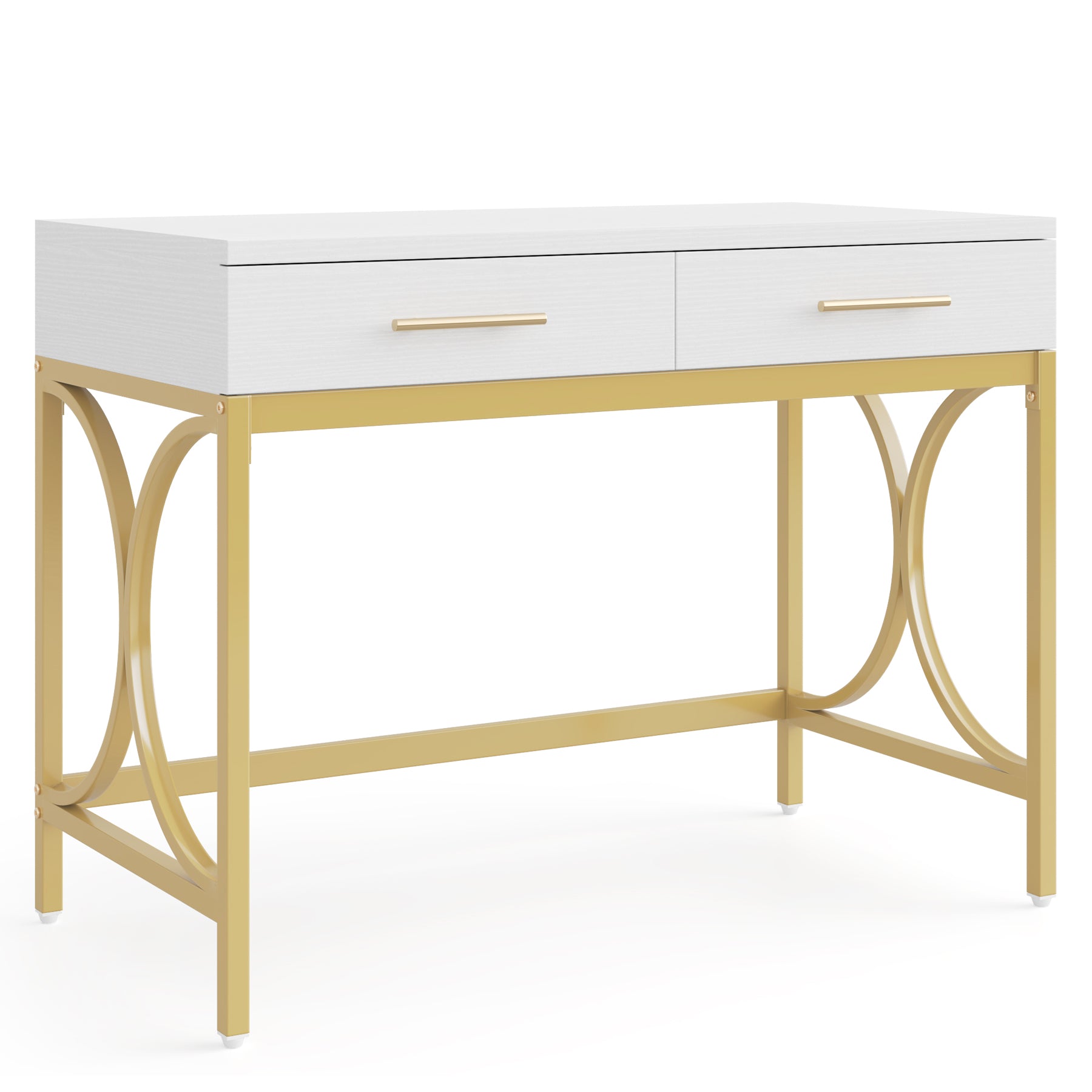 41 Inch Modern Computer Desk with 2 Drawers - Home Office Writing Desk for Small Spaces, Gaming & Study | Ergonomic Workstation for Remote Work & Online Classes