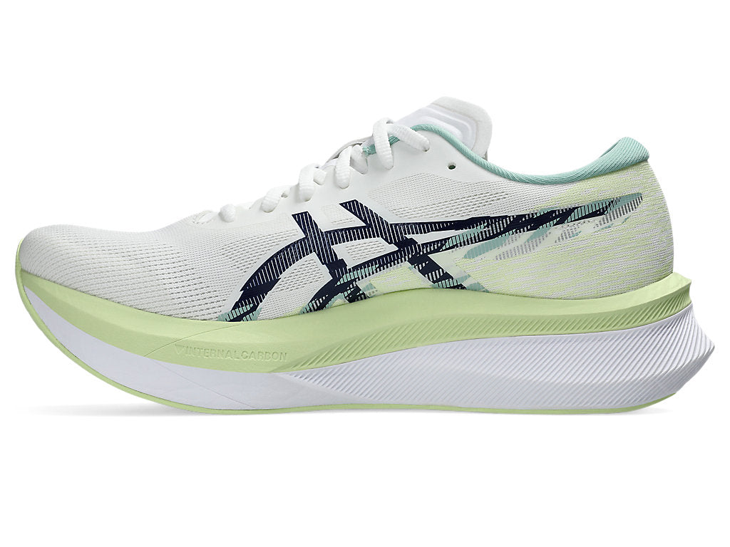 ASICS Magic Speed 4 Running Shoes for Men - White/Blue Expanse (D Width) | Lightweight Performance Sneakers for Marathon Training & Road Running