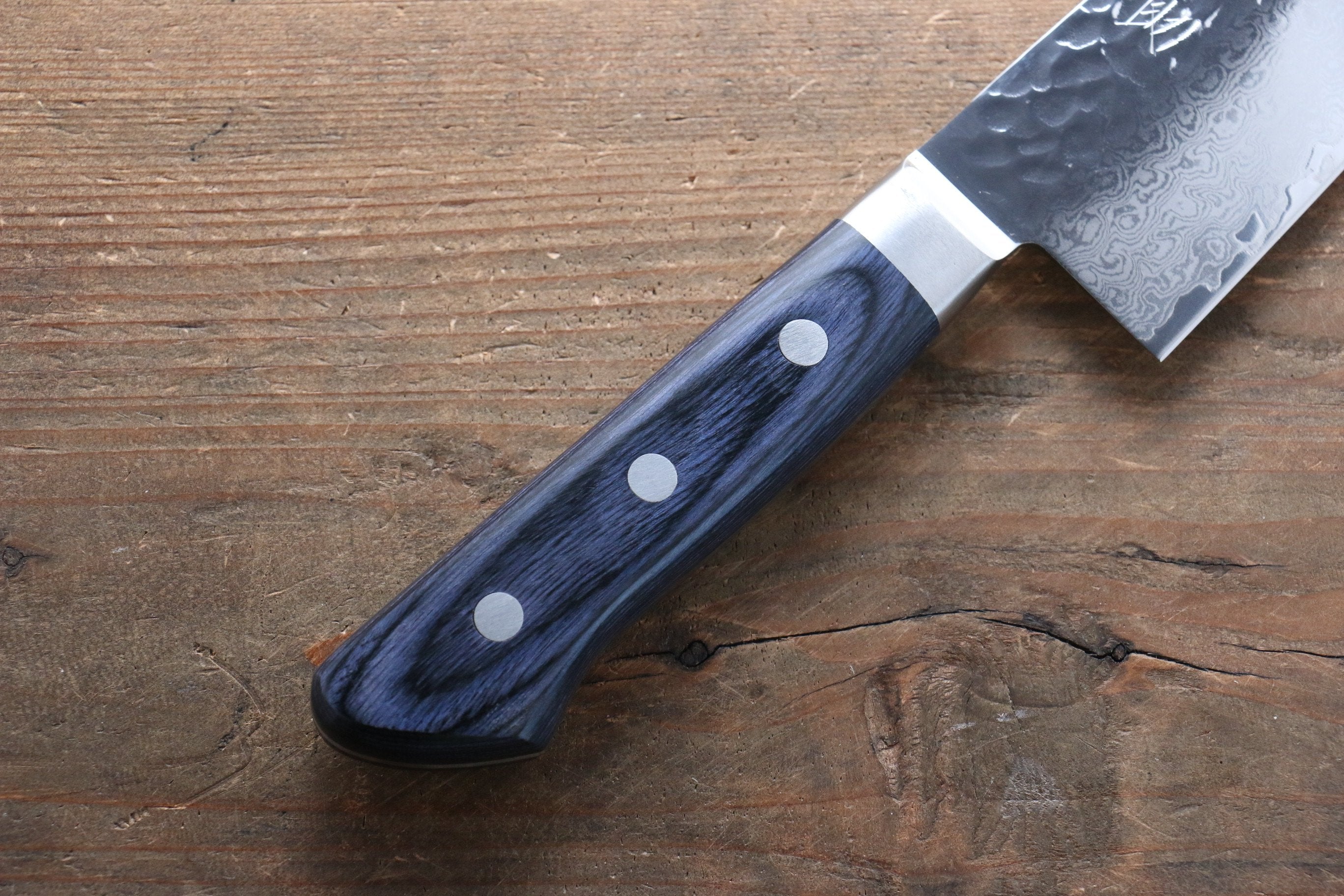 Premium Seisuke Seiun VG10 33-Layer Damascus Santoku Knife 180mm - Blue Pakkawood Handle with Protective Sheath - Perfect for Sushi, Vegetables & Precision Kitchen Tasks