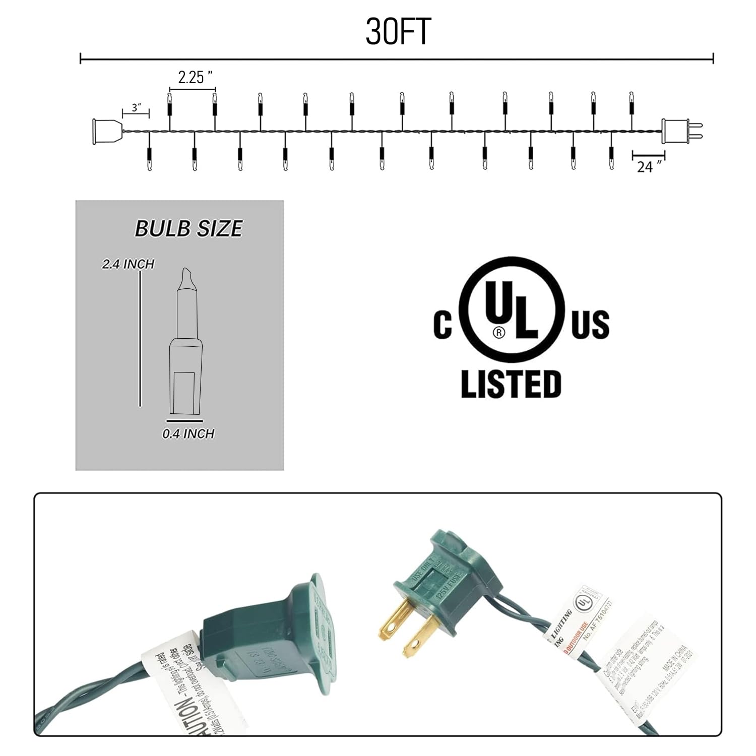 FUNPENY 30FT 150-Light Warm White Christmas String Lights with Green Wire - Indoor/Outdoor Holiday Decor for Christmas Trees, Parties & Home - Perfect for Xmas Decorations, Garden, Patio & Festive Events