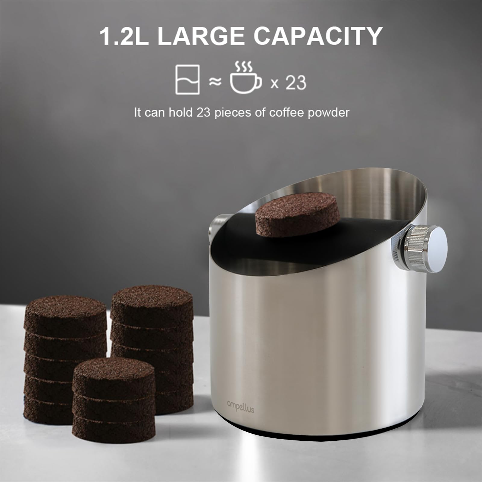Premium Espresso Knock Box - Large Capacity, Non-Slip Base Barista Tool for Coffee Grounds - Essential Espresso Machine Accessory (White) - Perfect for Home Baristas & Coffee Shops