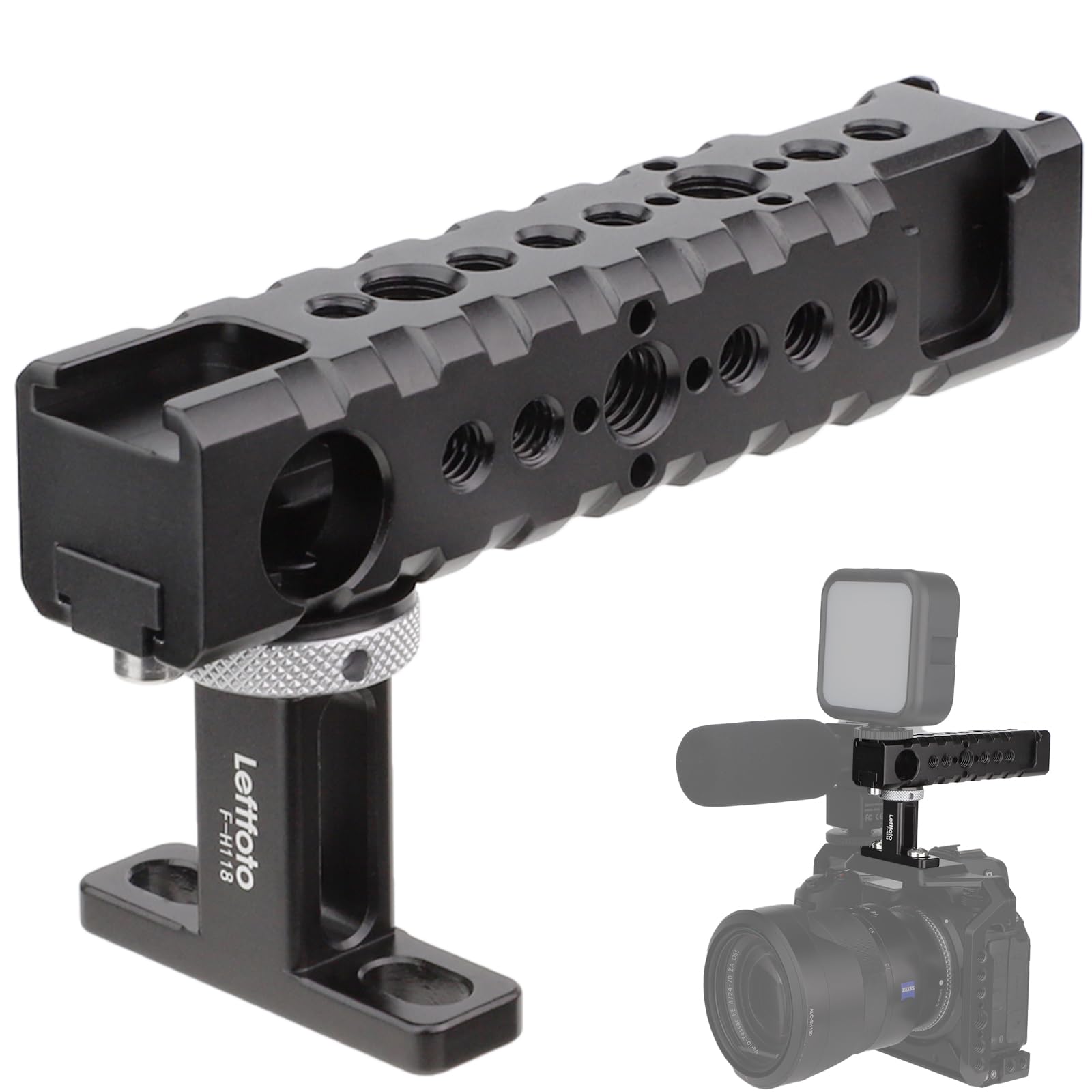Universal DSLR Camera Top Handle & Side Handle Grip - Compatible with DSLR Cameras, Video Camcorders, Film Rigs - Includes Shoe Mount for LED Lights & Microphones - Perfect for Videography, Filmmaking, and Professional Video Production