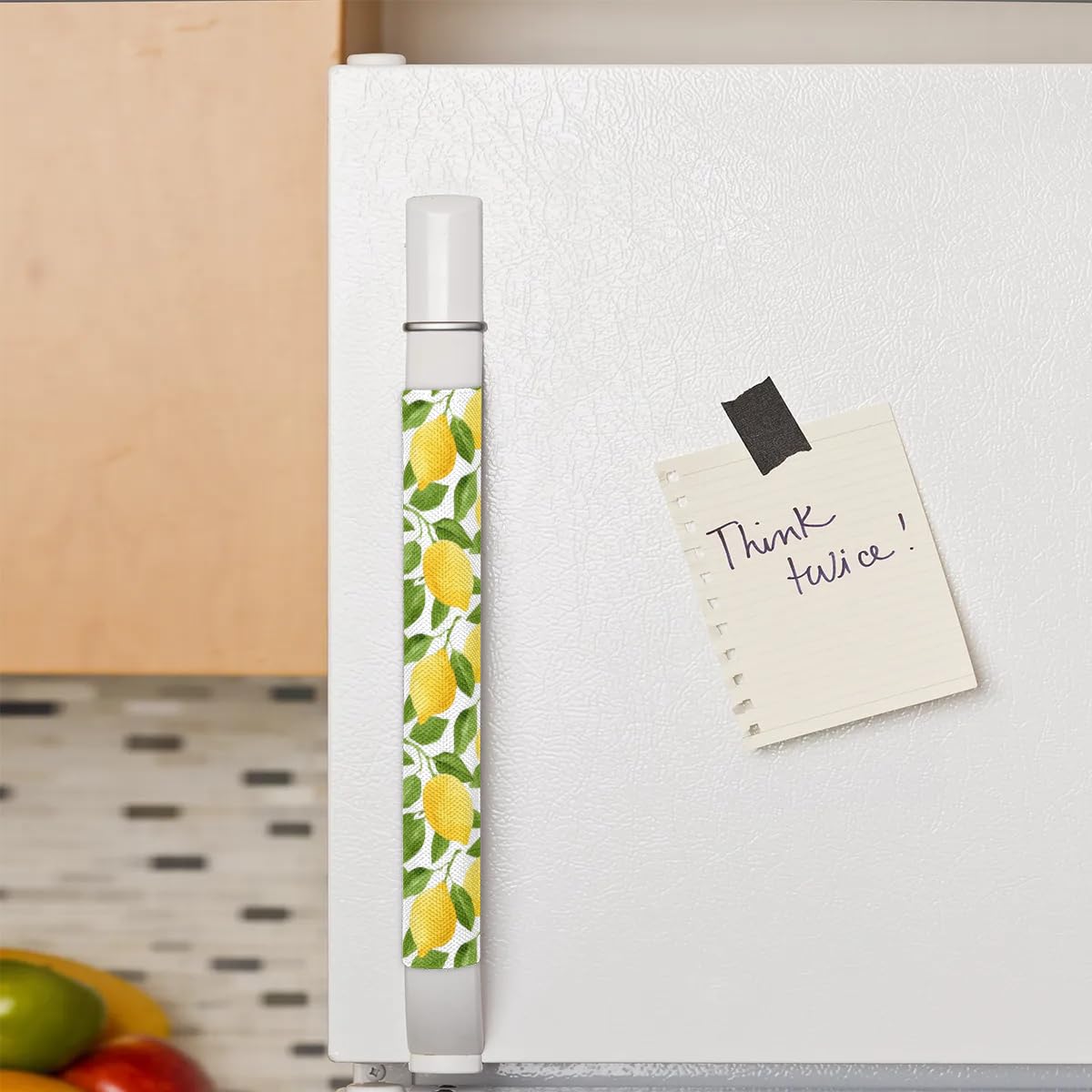 Lemon Refrigerator Handle Covers Set of 2 - Washable Kitchen Appliance Handle Protectors for Fridge, Microwave, Dishwasher & Oven - Food & Oil Stain Resistant - Summer Kitchen Decor Upgrade (Perfect for Home, Apartment & RV Use)