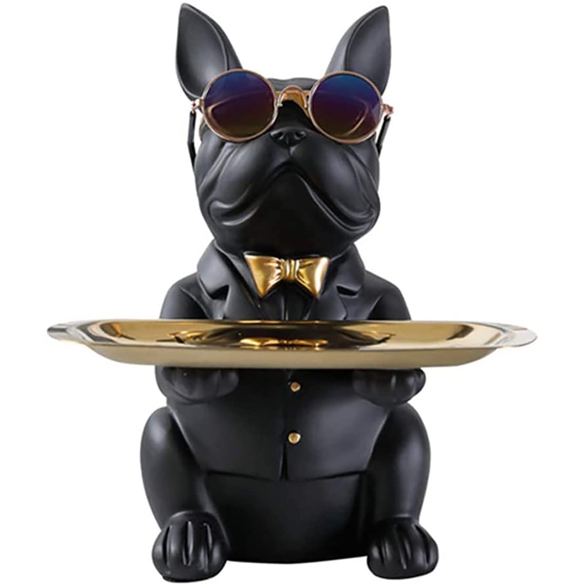 GGHHJ Resin Bulldog Sculpture - Decorative Figurine, Storage Tray, Coin Bank, Key & Snack Holder - Modern Art Statue for Home, Office Desk, or Entryway Decor (Color: A) - Perfect Gift for Dog Lovers & Unique Home Accessory