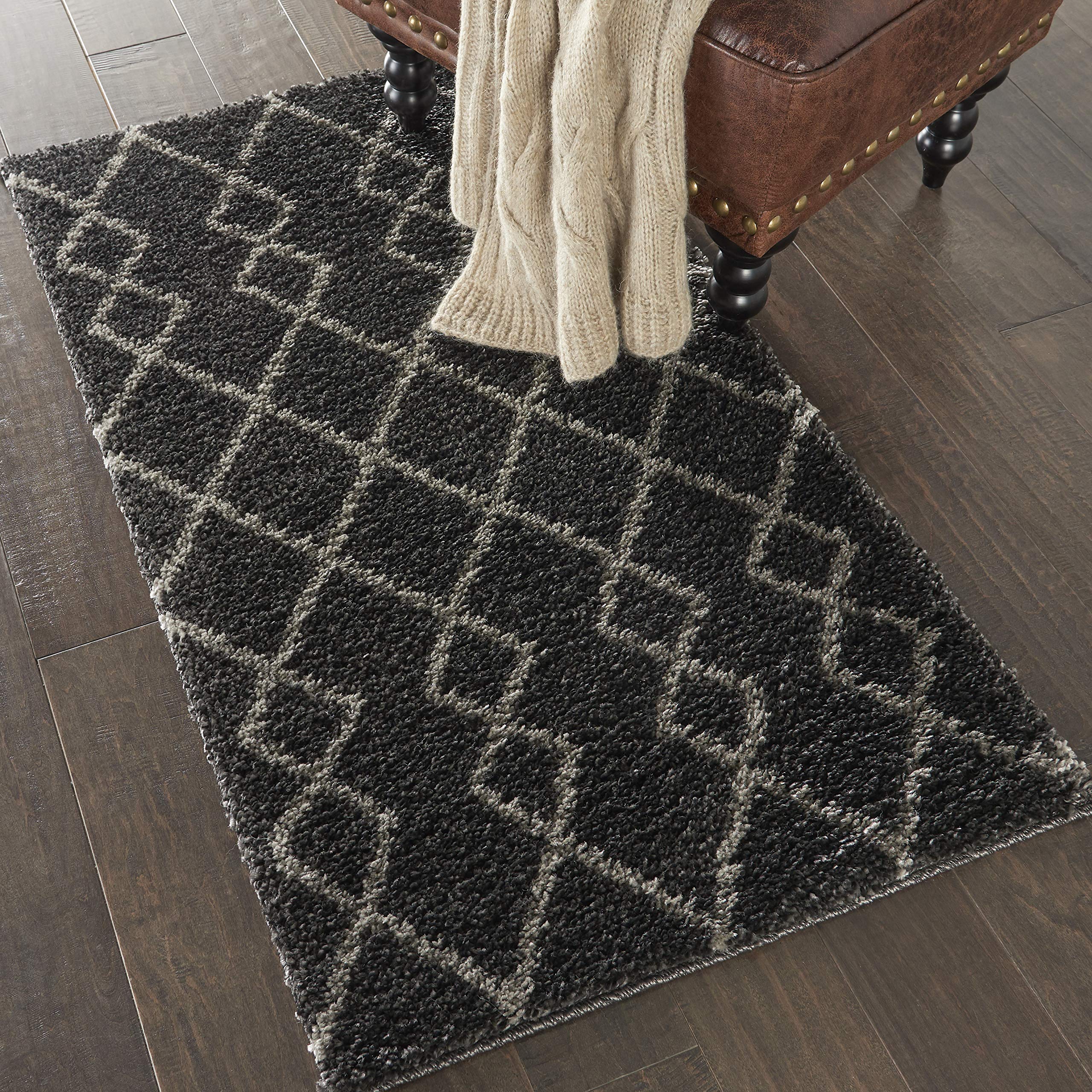 Nourison Geometric Shag Moroccan Charcoal 2'2