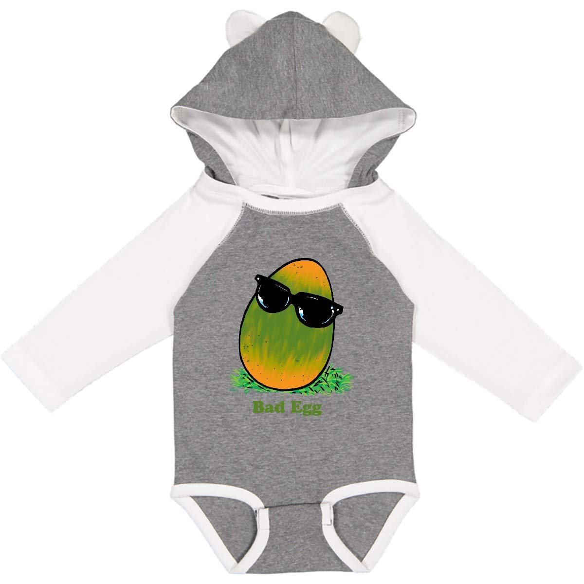 Inktastic Easter Green and Yellow Bad Egg with Sunglasses Long Sleeve Baby Bodysuit - Fun Holiday Outfit for Easter Celebrations, Photo Shoots & Family Gatherings
