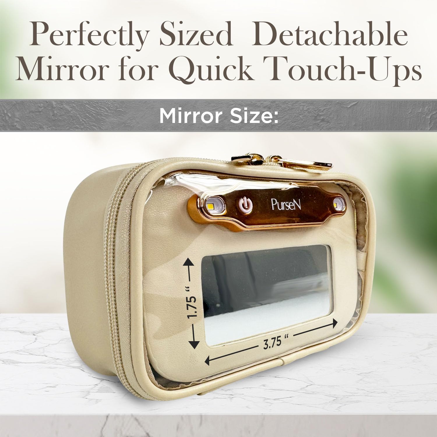 LITTMINI Lighted Mirror Makeup Bag - Vegan Leather Travel Organizer for Everyday Essentials